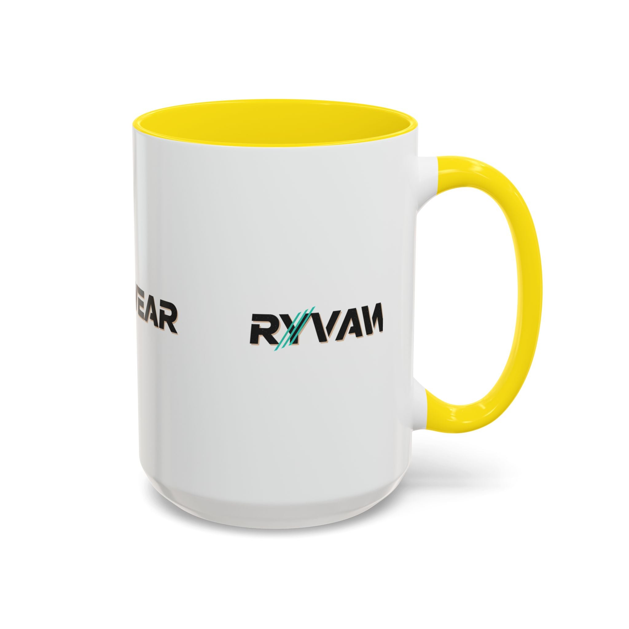RyvaWear Logo Accent Coffee Mug — Black-Trim Ceramic Coffee Cup (11/15oz)