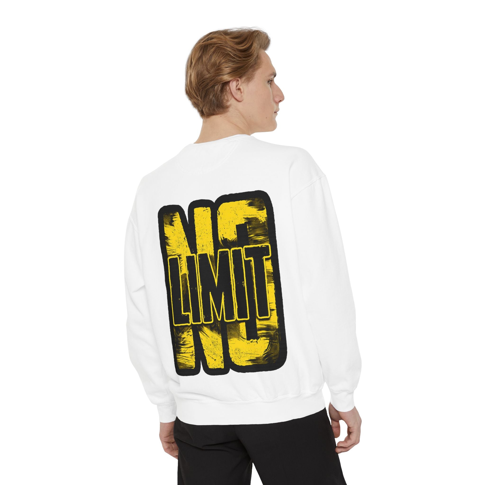 No Limit Sweatshirt — Bold Yellow Graphic Crewneck