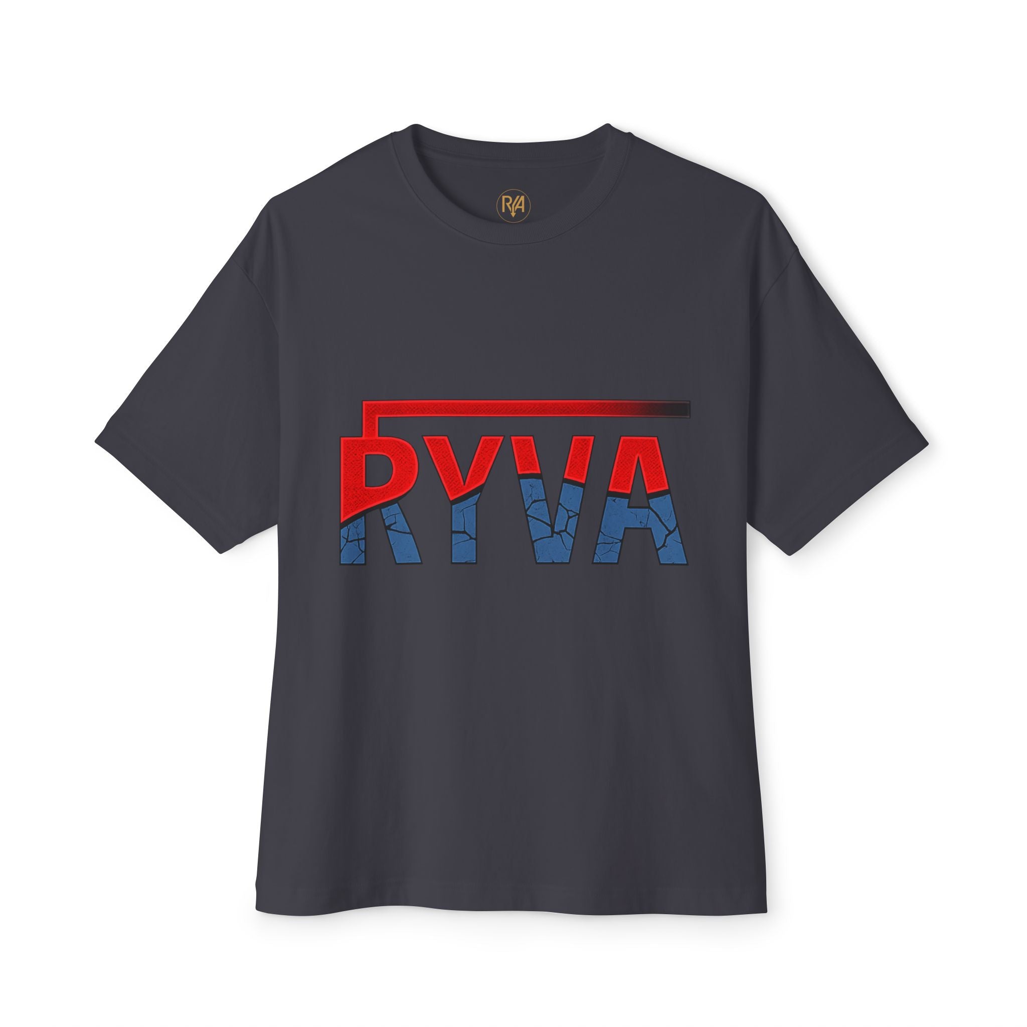 RYVA Graphic Tee — Vintage Red & Blue Logo Boxy Shirt