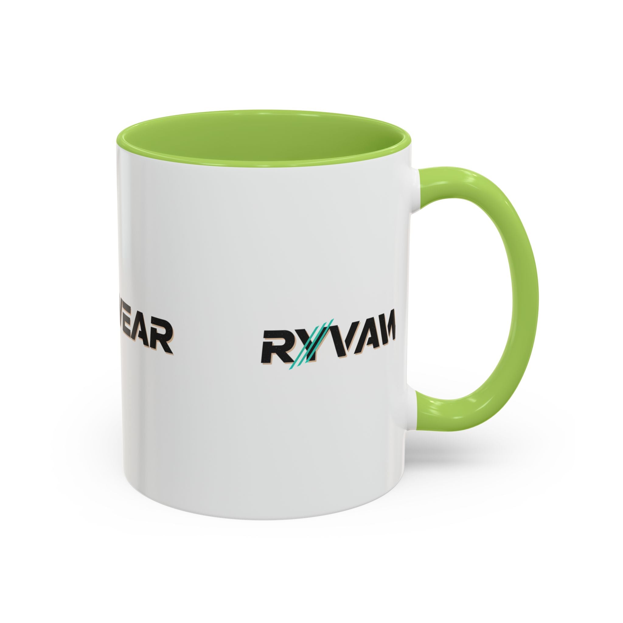RyvaWear Logo Accent Coffee Mug — Black-Trim Ceramic Coffee Cup (11/15oz)
