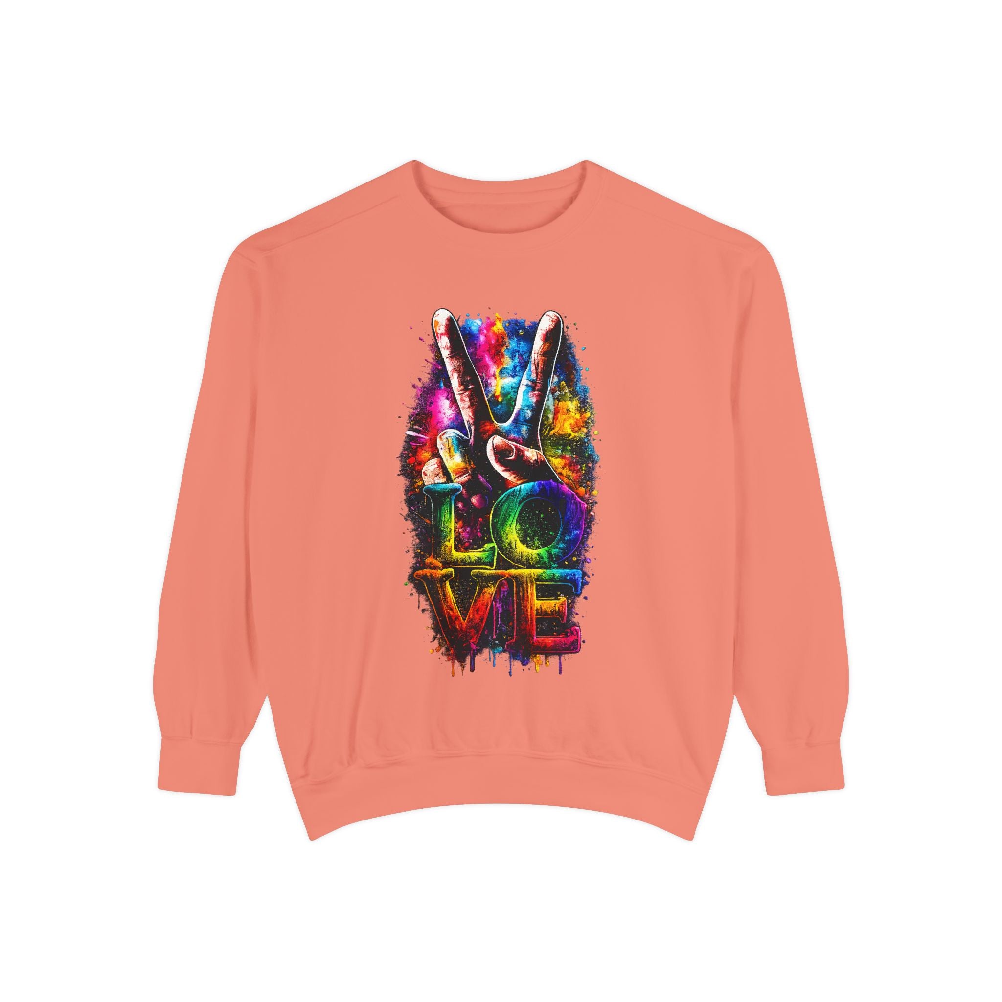 Peace & Love Tie-Dye Sweatshirt — Colorful Peace Sign Graphic
