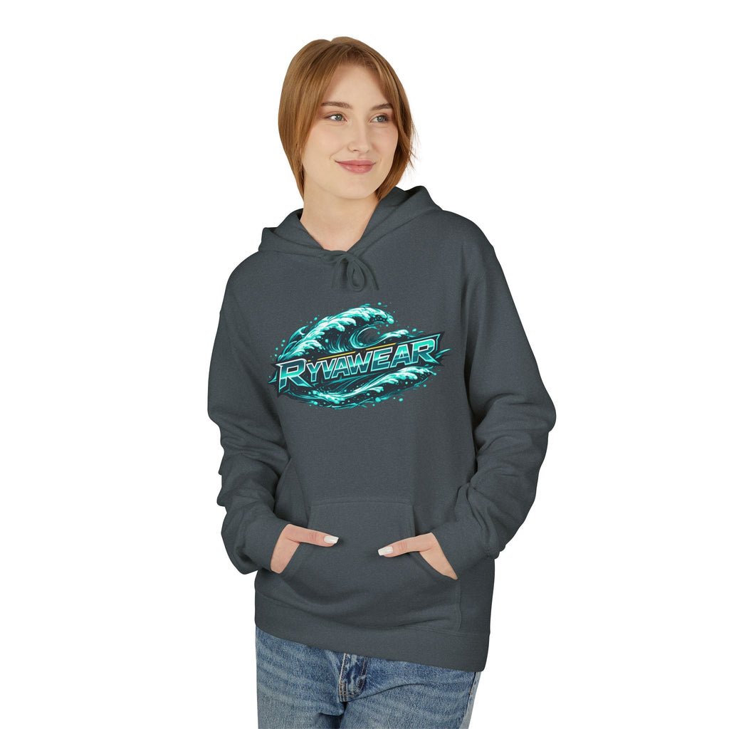 Hoodie — Retro Teal 'Rivestar' Surf Wave Logo Pullover