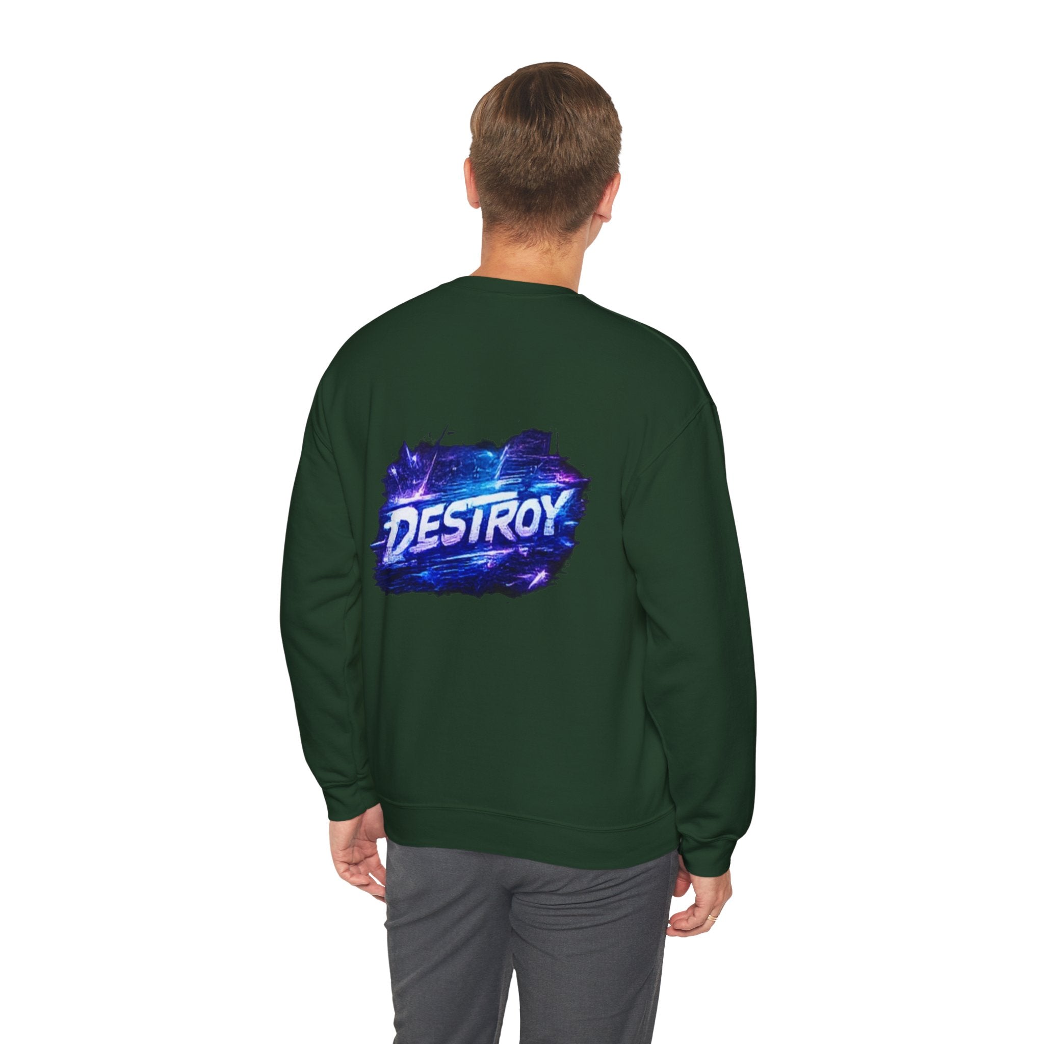 Destroy Graphic Crewneck Sweatshirt — Cosmic Brushstroke Logo