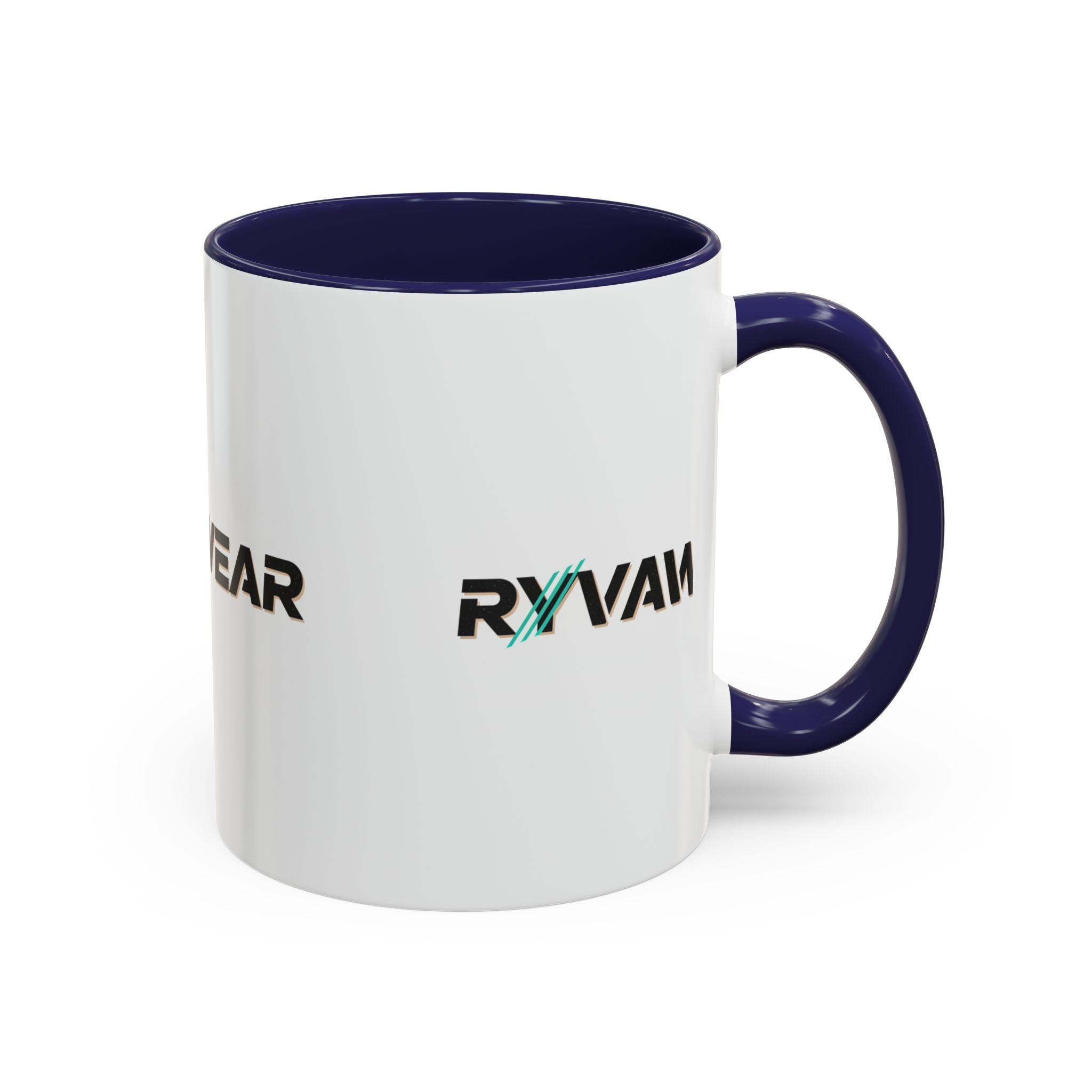 RyvaWear Logo Accent Coffee Mug — Black-Trim Ceramic Coffee Cup (11/15oz)