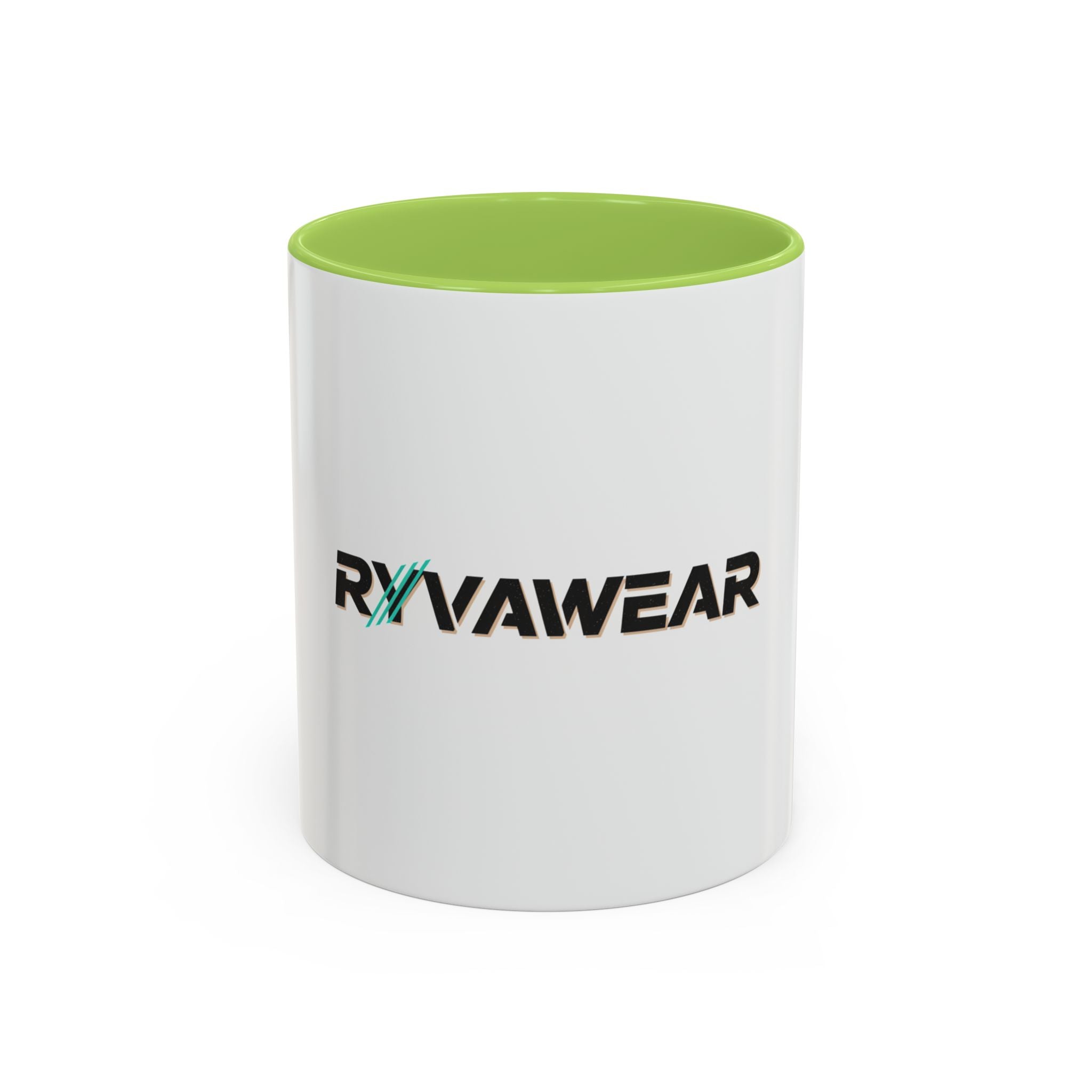 RyvaWear Logo Accent Coffee Mug — Black-Trim Ceramic Coffee Cup (11/15oz)