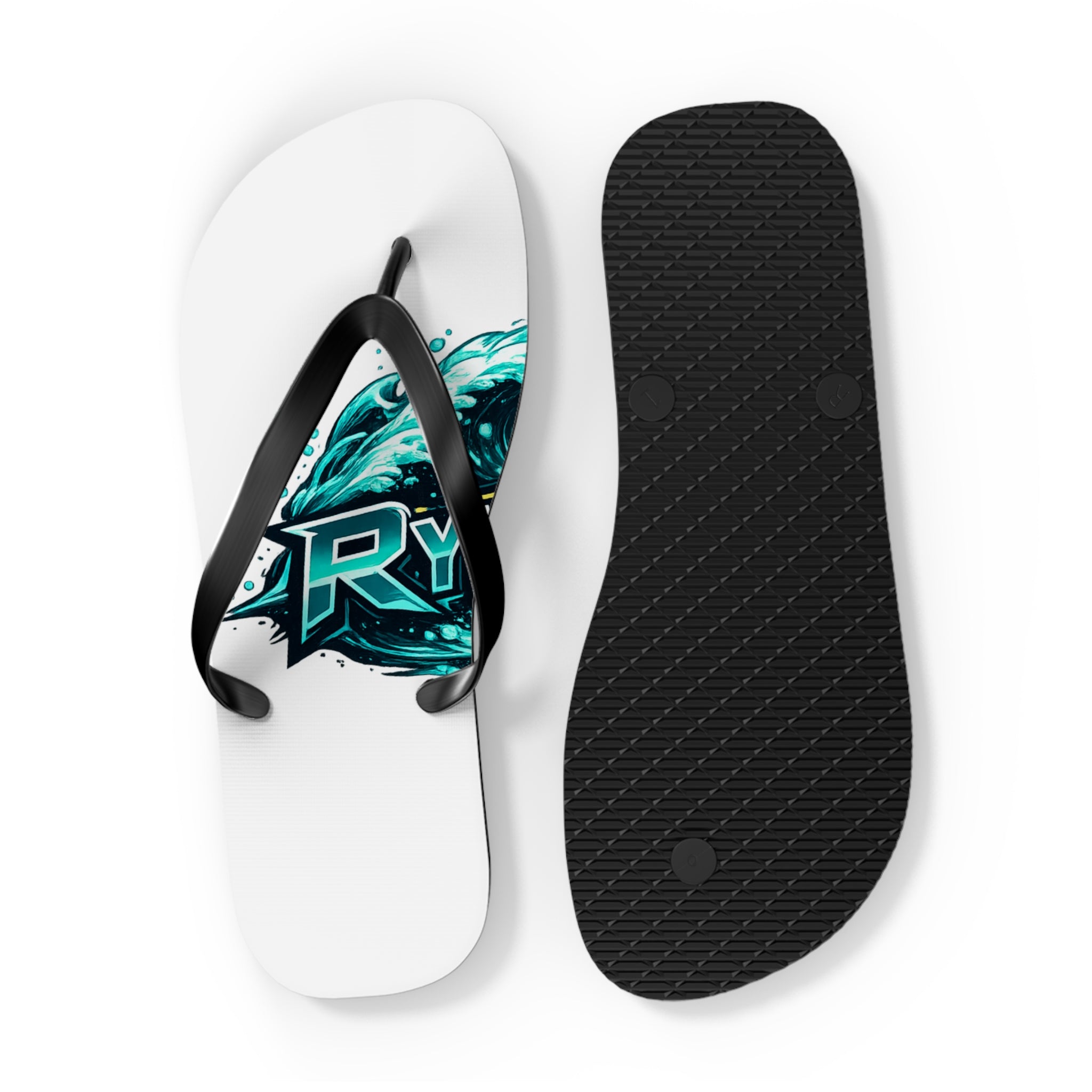 Rider Teal Splash Flip Flops — Graphic Beach Sandals