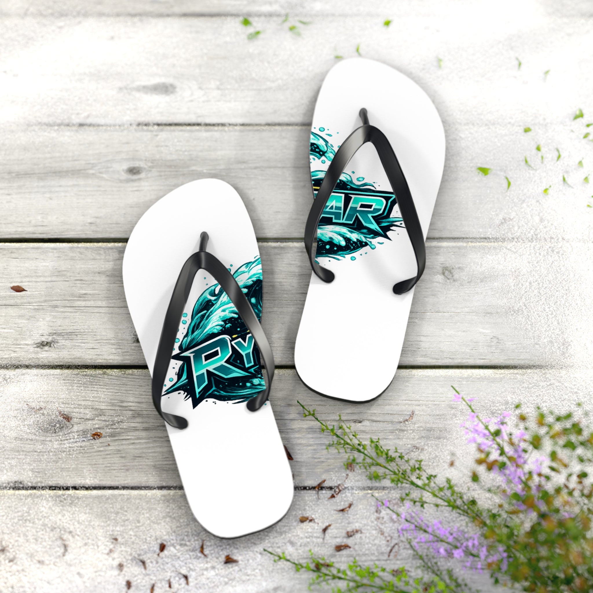 Rider Teal Splash Flip Flops — Graphic Beach Sandals