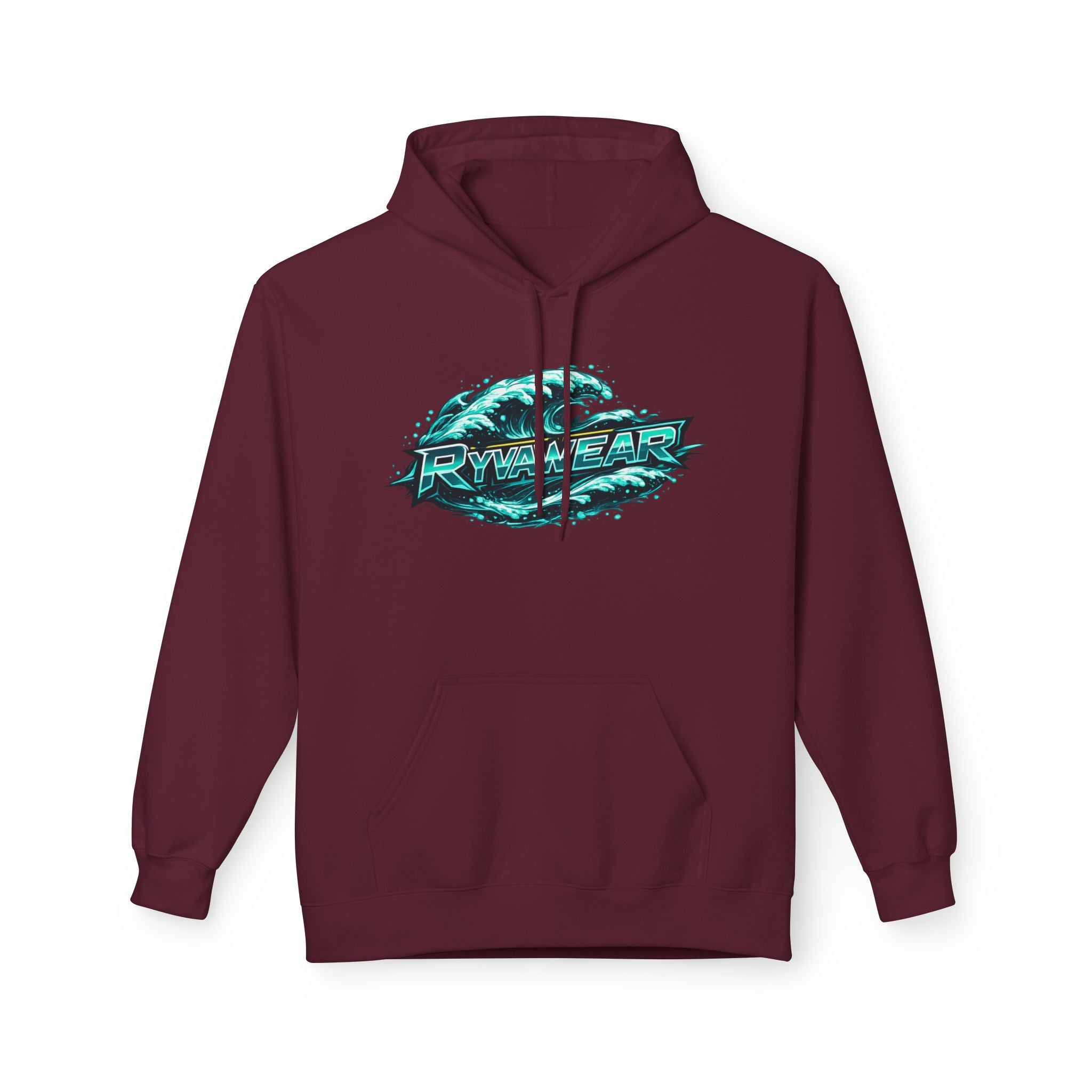 Hoodie — Retro Teal 'Rivestar' Surf Wave Logo Pullover