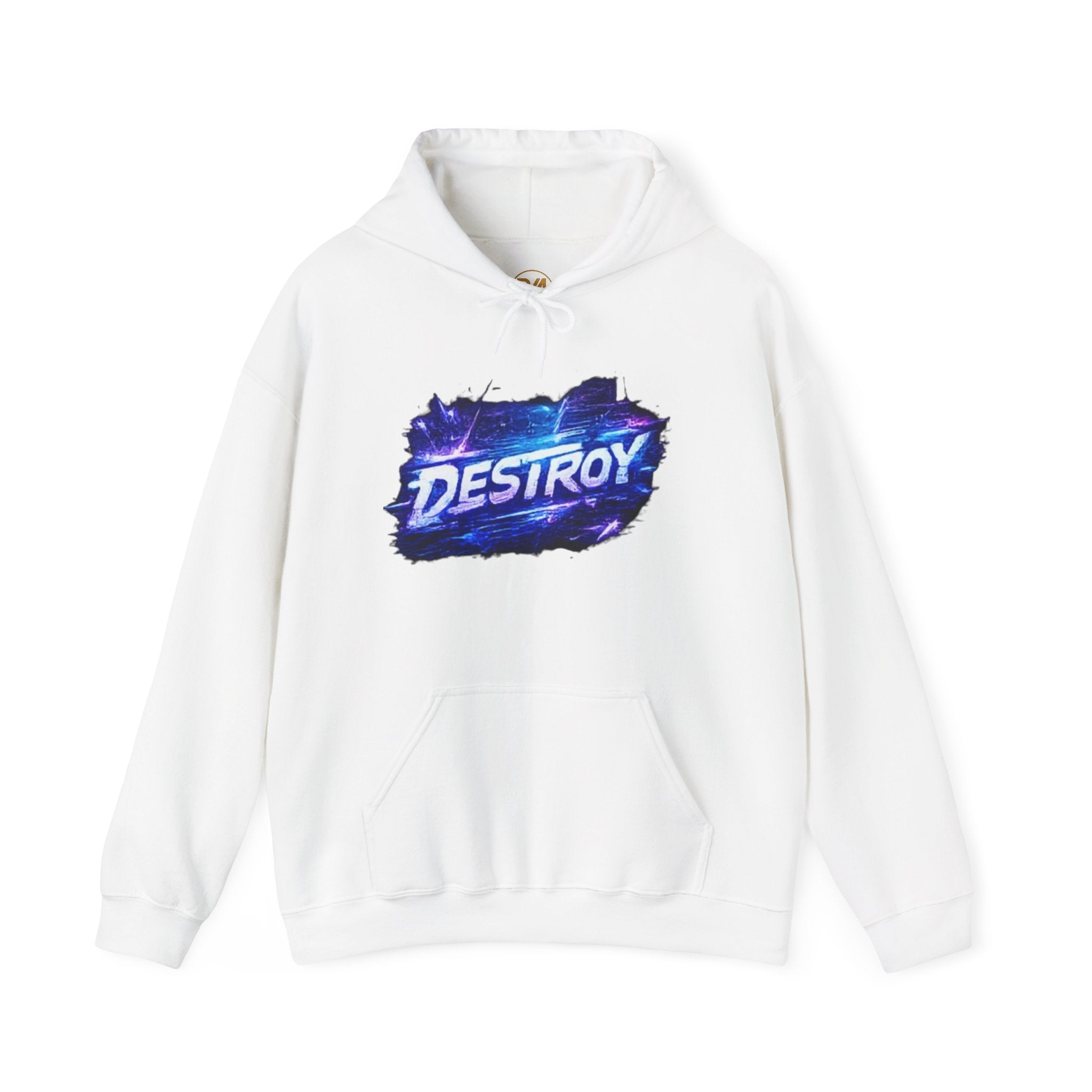 Destroy Graphic Hoodie - Retro Cosmic Brushstroke Pullover