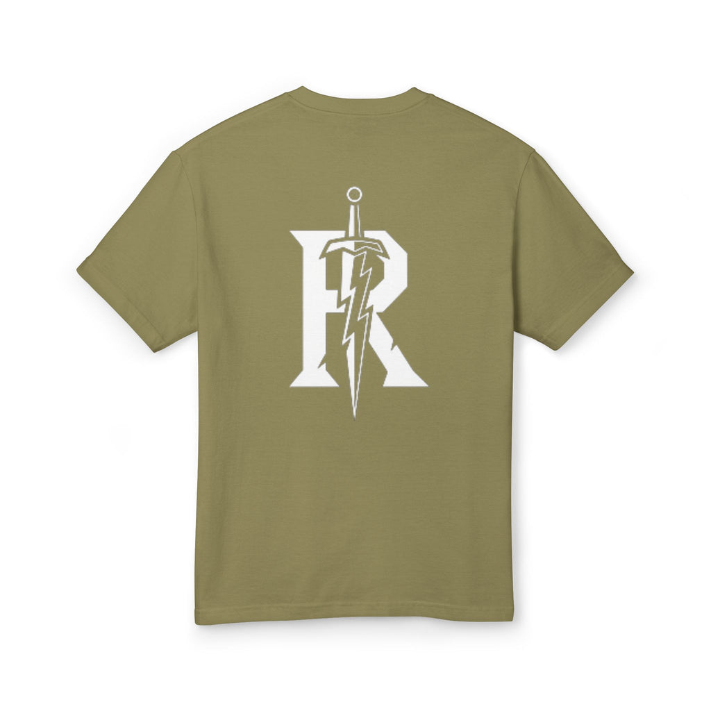 Graphic Tee — Retro Sword 'R' Logo Chest & Back Print