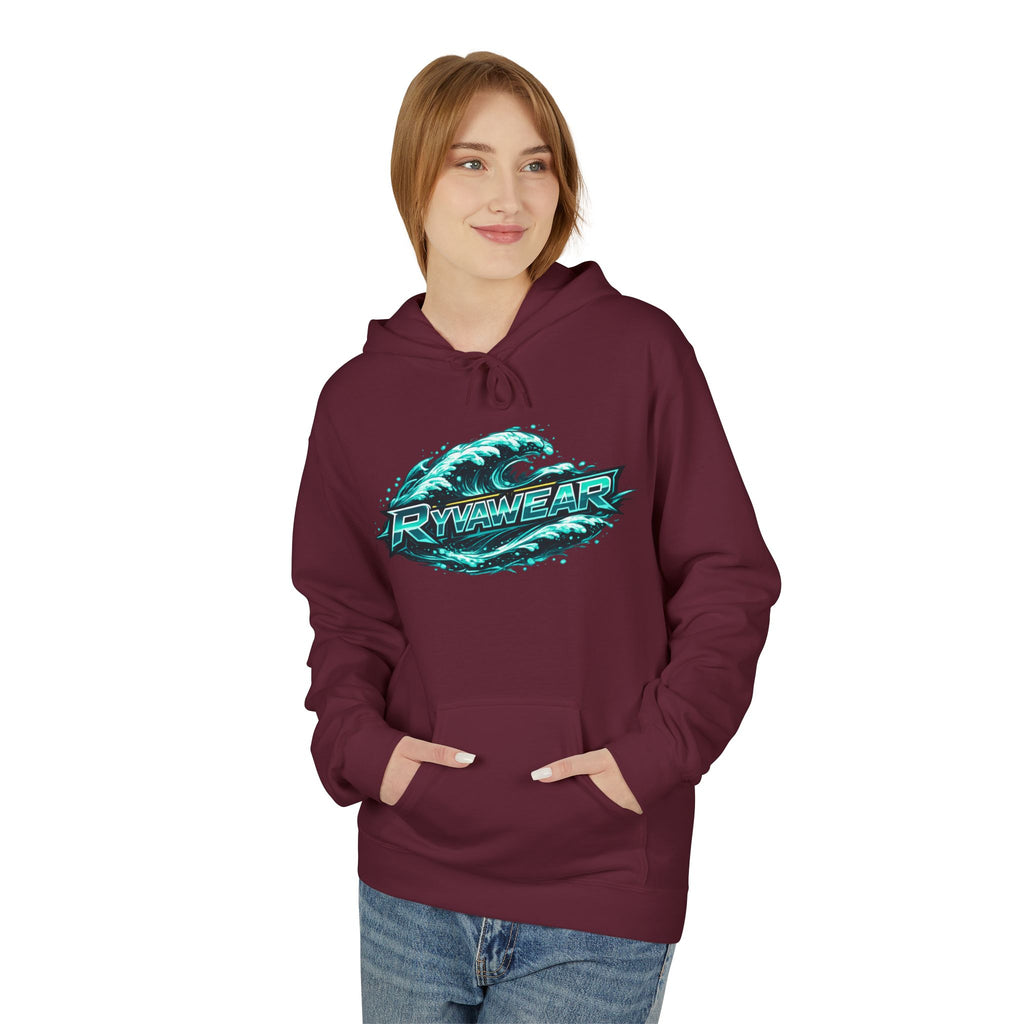 Hoodie — Retro Teal 'Rivestar' Surf Wave Logo Pullover