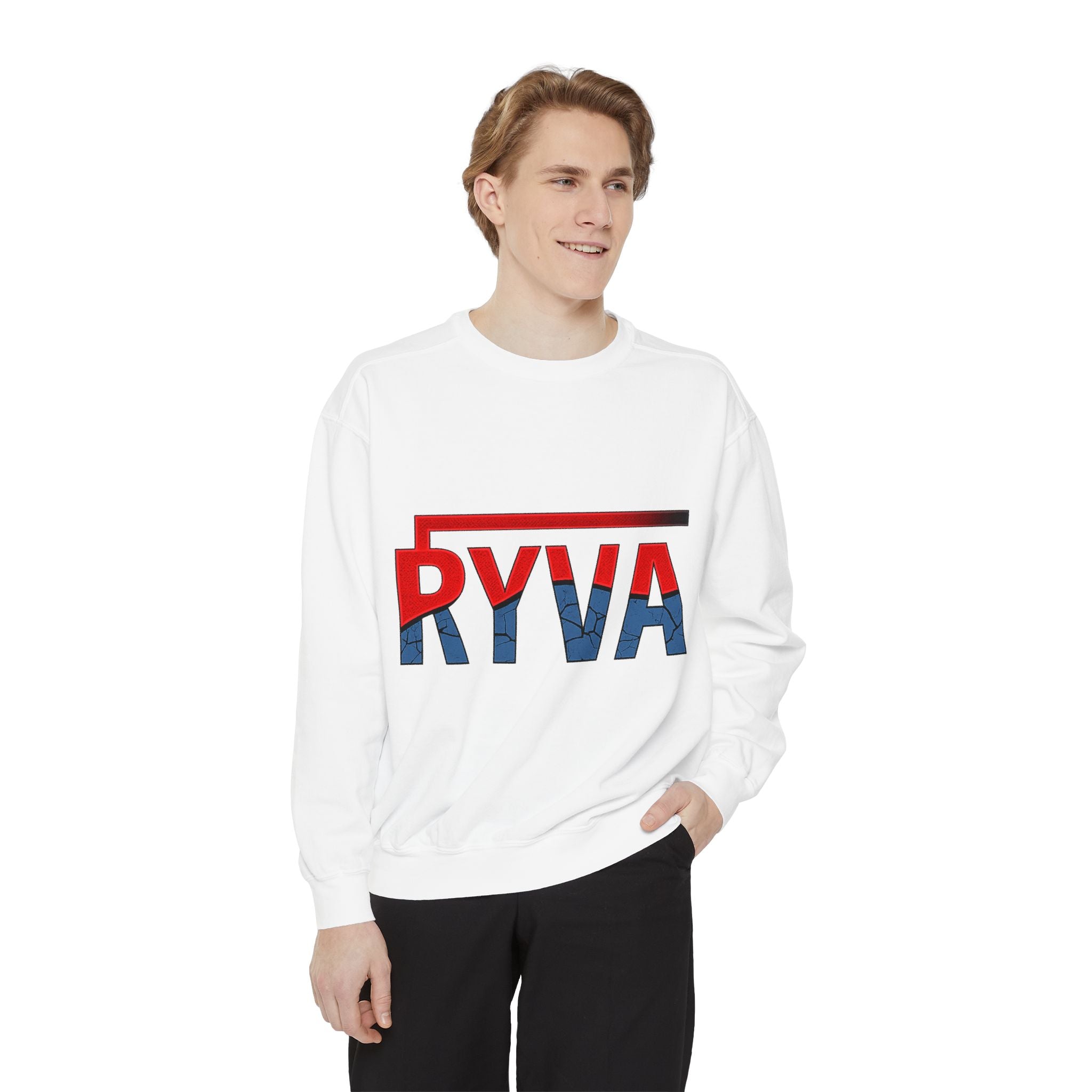 RYVA Logo Sweatshirt — Vintage Red & Blue Graphic Crewneck