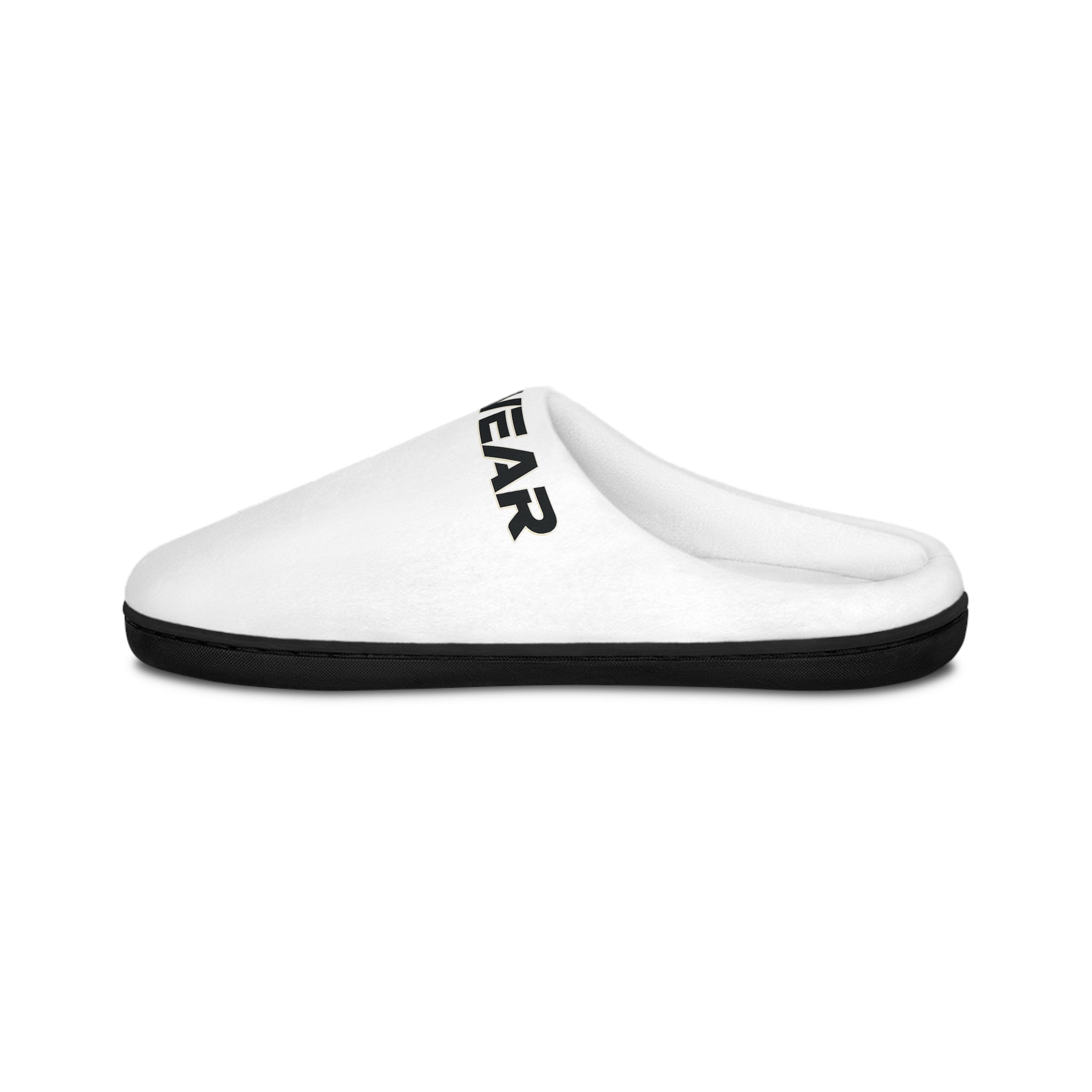 Men's Indoor Slippers — Cozy White Logo Slide for Home Comfort