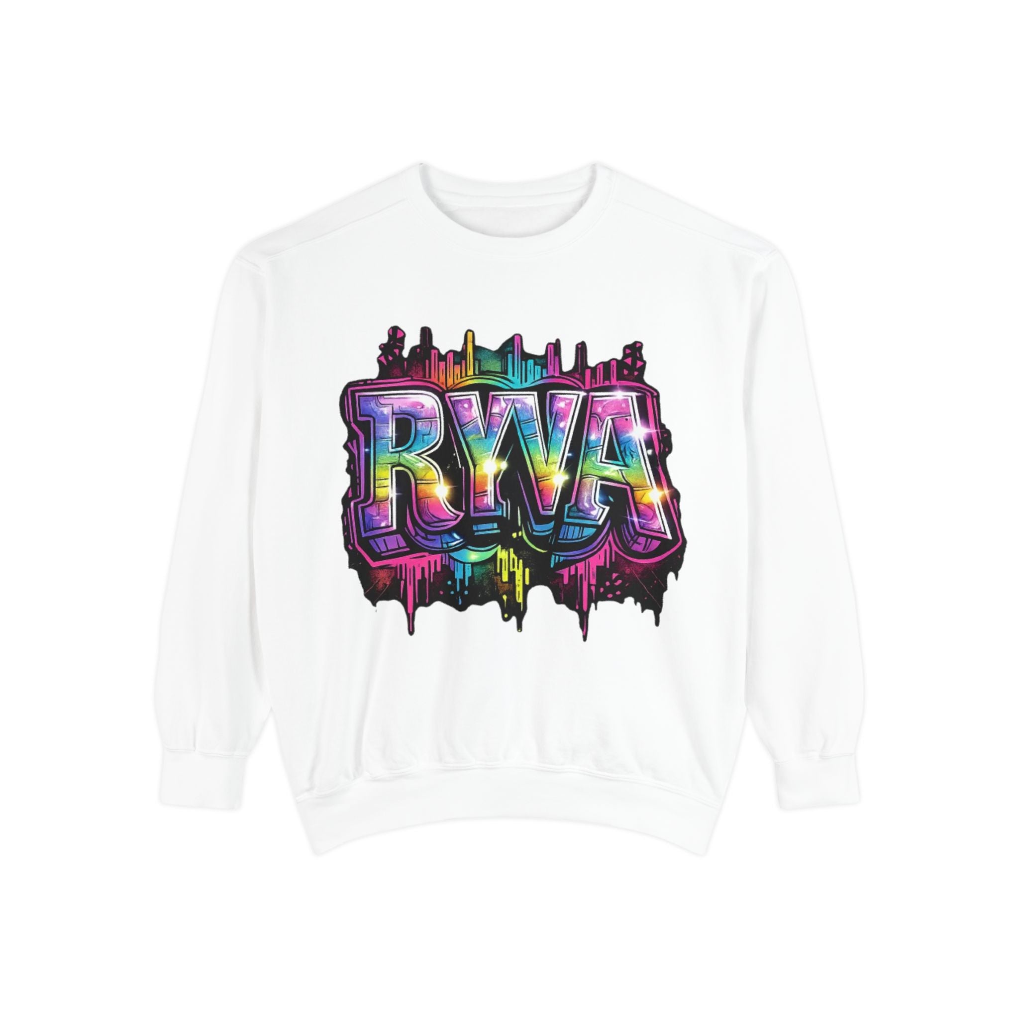 RVA Rainbow Graffiti Sweatshirt — Vibrant Richmond City Pullover