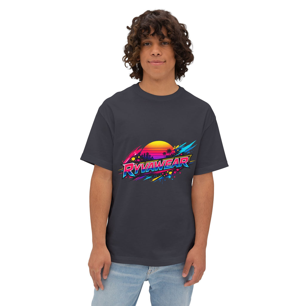 Retro Sunset Graphic Tee — "RVVAWEAR" 80s Vaporwave Style Boxy T-Shirt
