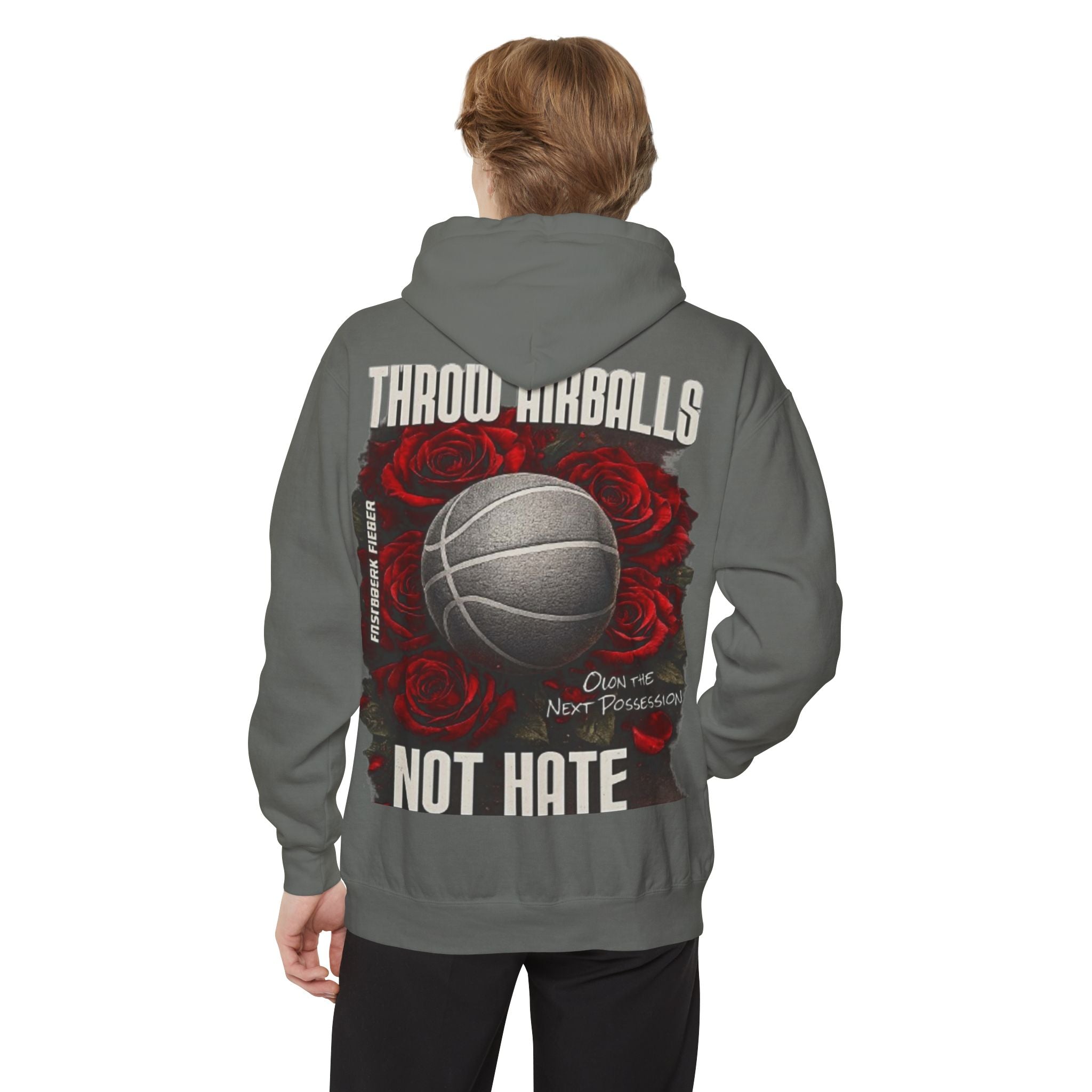 Hustle & Heart Hoodie — 'Throw Airballs Not Hate' Basketball Graphic Hoodie