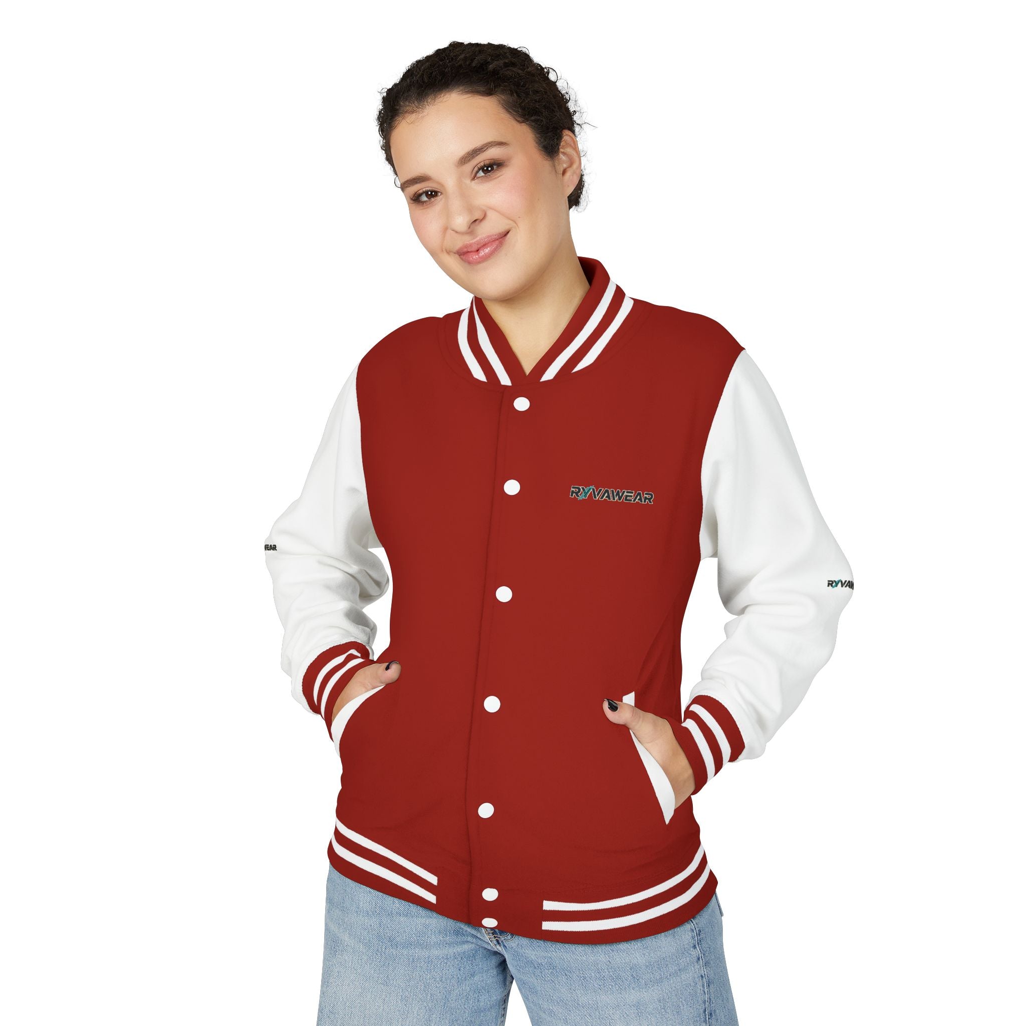 Letterman Jacket — Red & White 'RYVAWEAR' Varsity Bomber