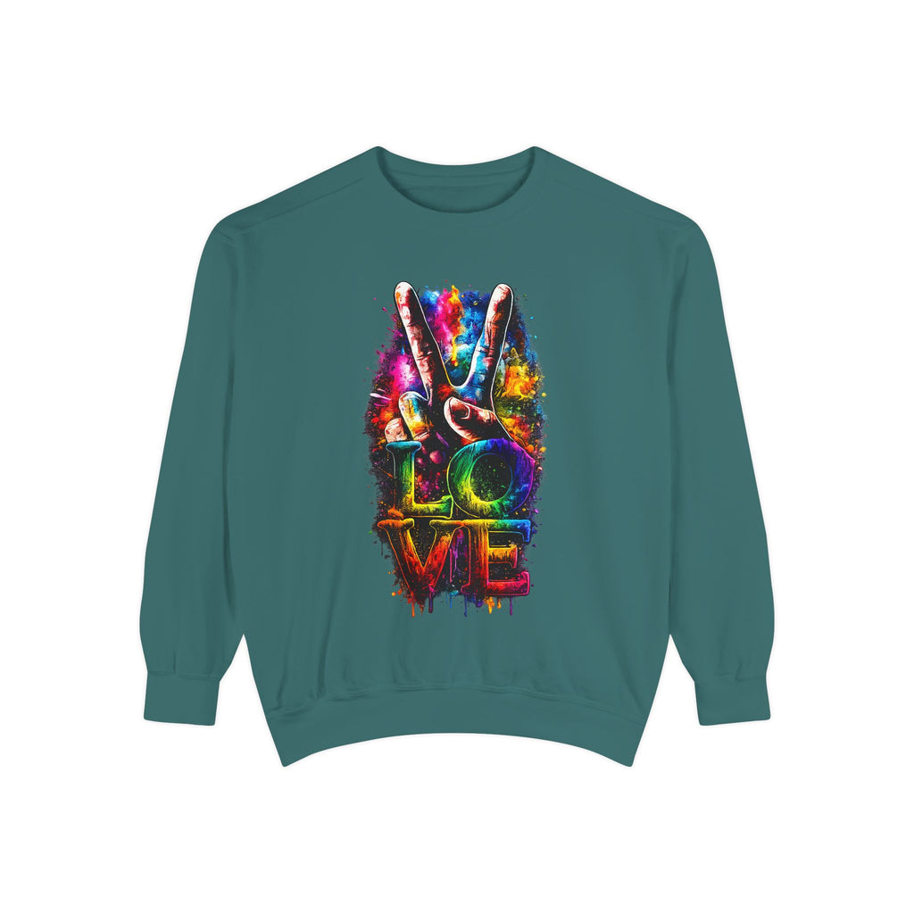 Peace & Love Tie-Dye Sweatshirt — Colorful Peace Sign Graphic