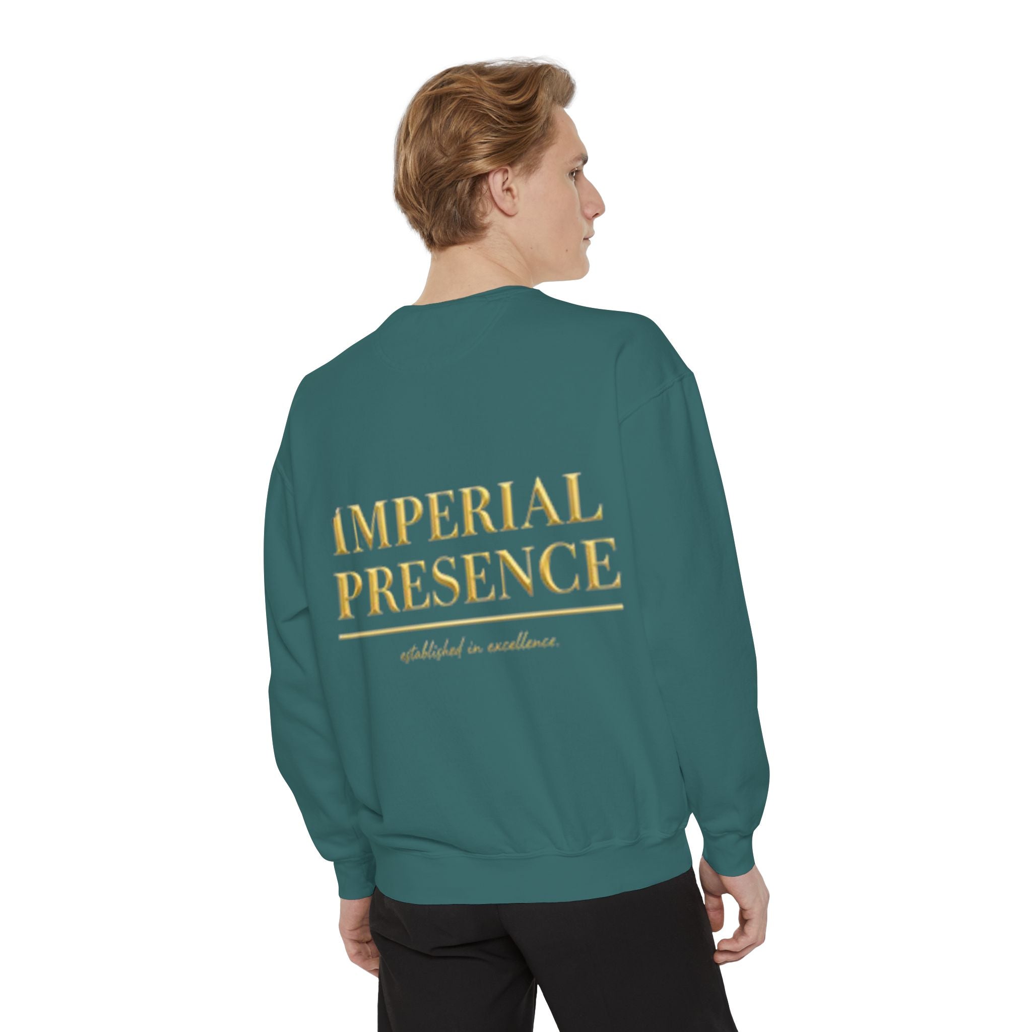 Sweatshirt — "Imperial Presence" Gold Logo Garment-Dyed Crewneck