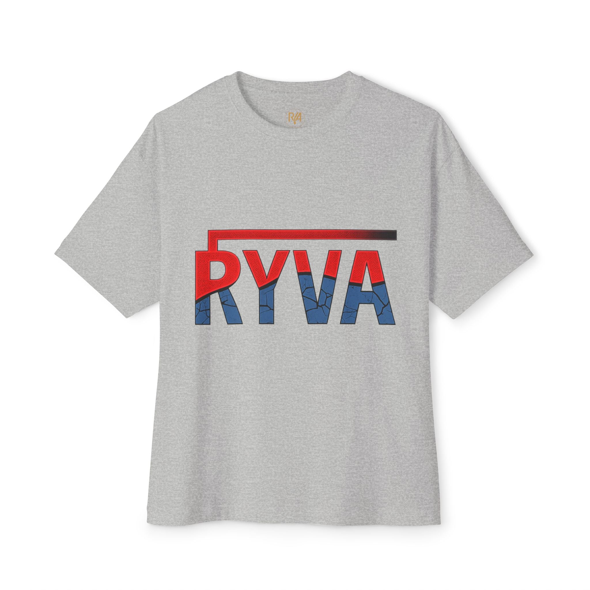 RYVA Graphic Tee — Vintage Red & Blue Logo Boxy Shirt