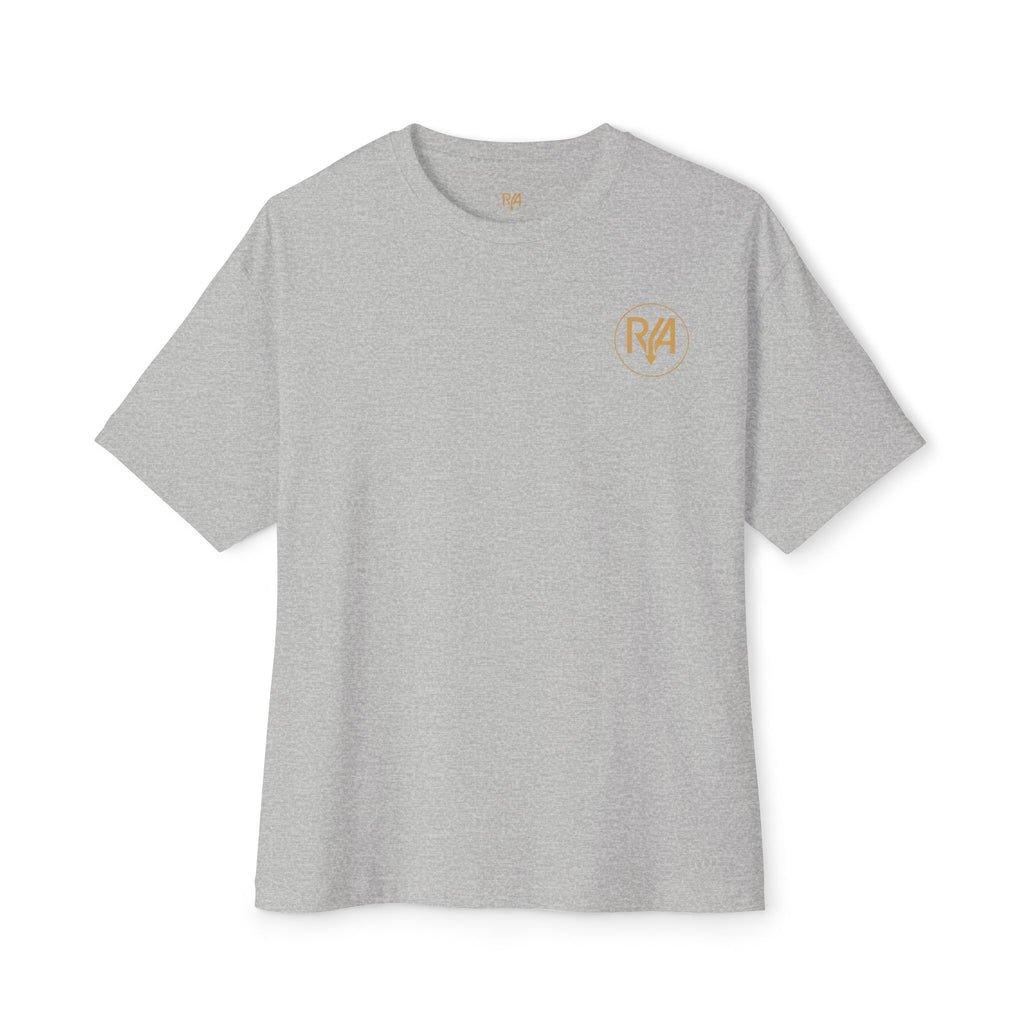 Boxy Tee — Minimal Gold "R/A" Chest Logo Oversized T-Shirt