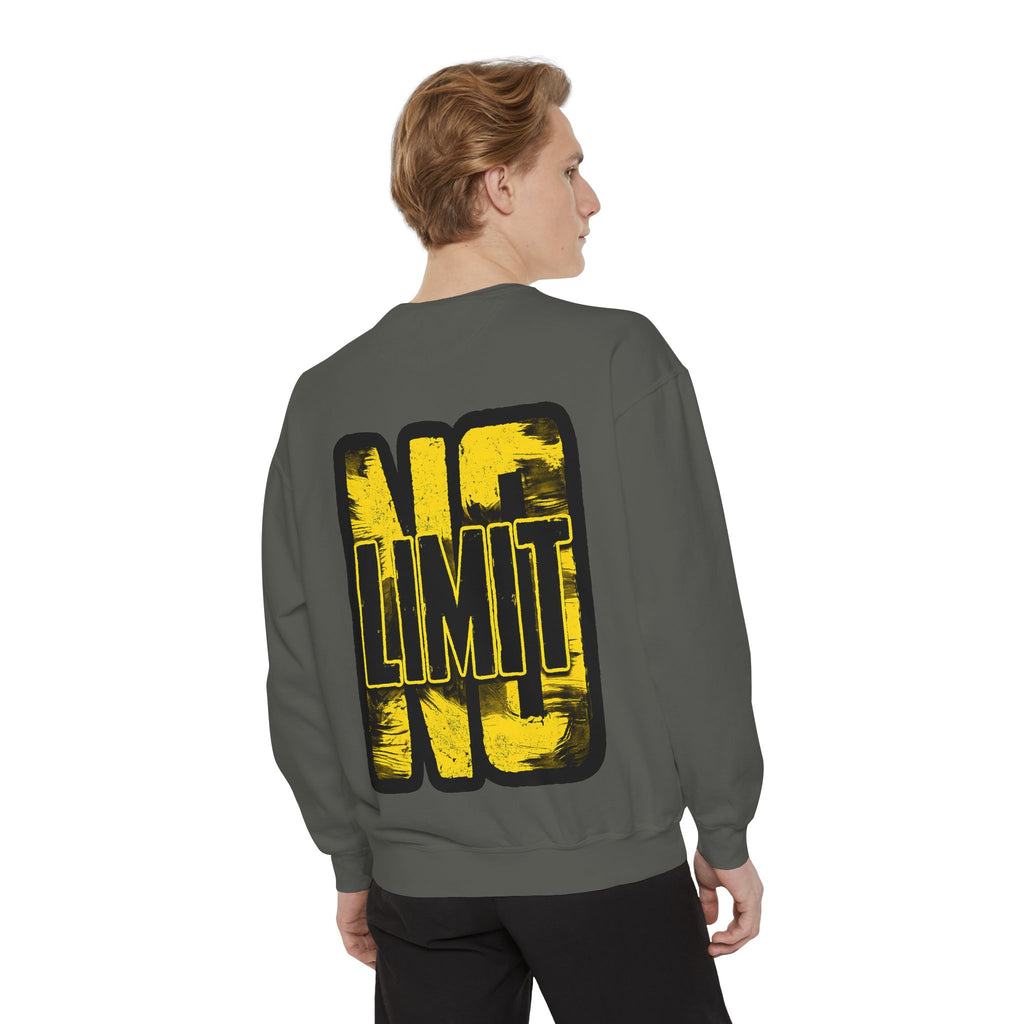 No Limit Sweatshirt — Bold Yellow Graphic Crewneck