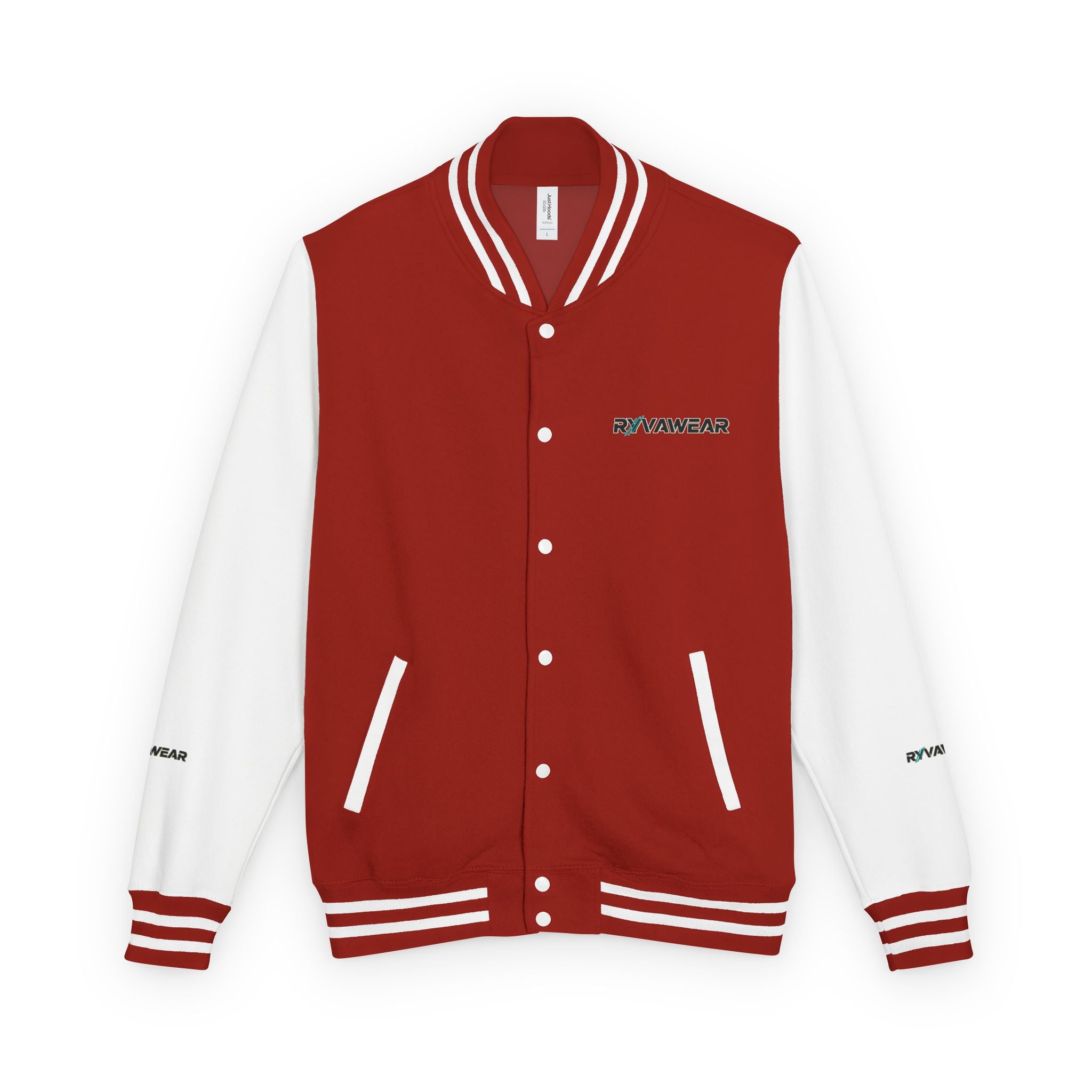 Letterman Jacket — Red & White Varsity Jacket with Small Chest Logo