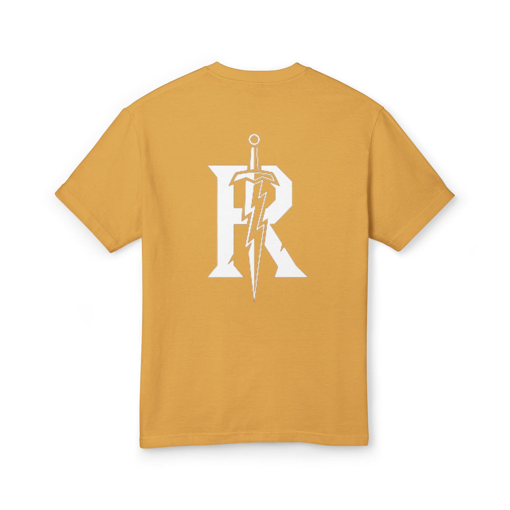 Graphic Tee — Retro Sword 'R' Logo Chest & Back Print
