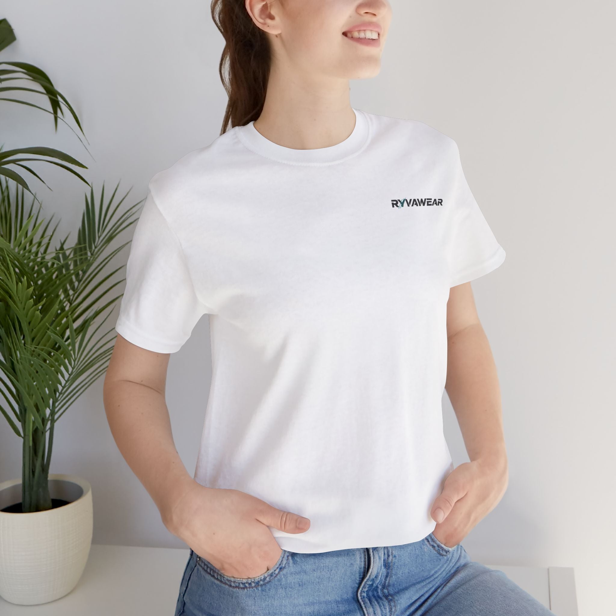 Minimal 'RYVANAWEAR' Logo T-Shirt — White Casual Crewneck