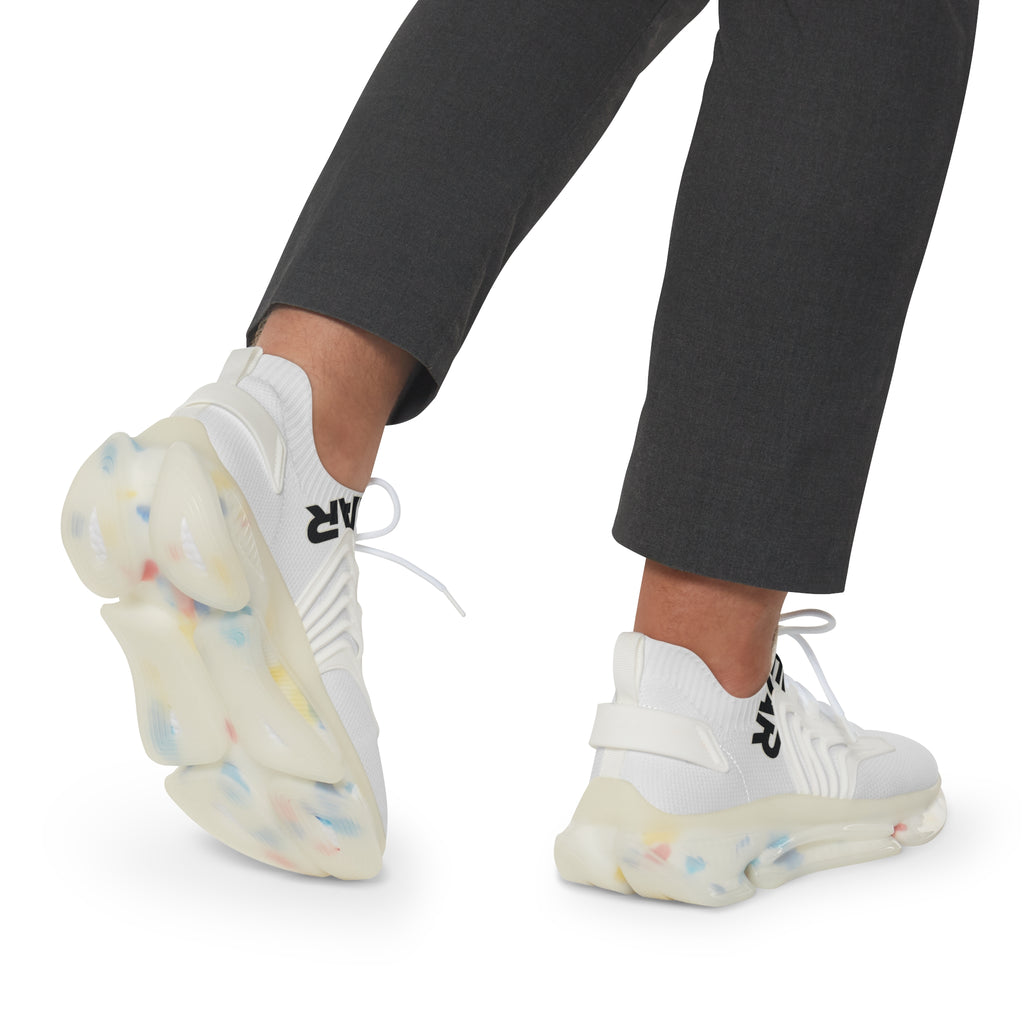 Men's White Mesh Sneakers — Lightweight Athletic Shoes with ‘WAVER’ Accent