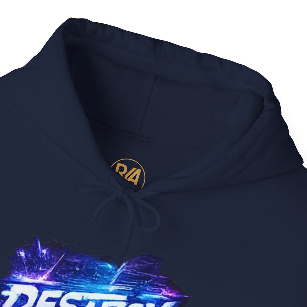 Destroy Graphic Hoodie - Retro Cosmic Brushstroke Pullover