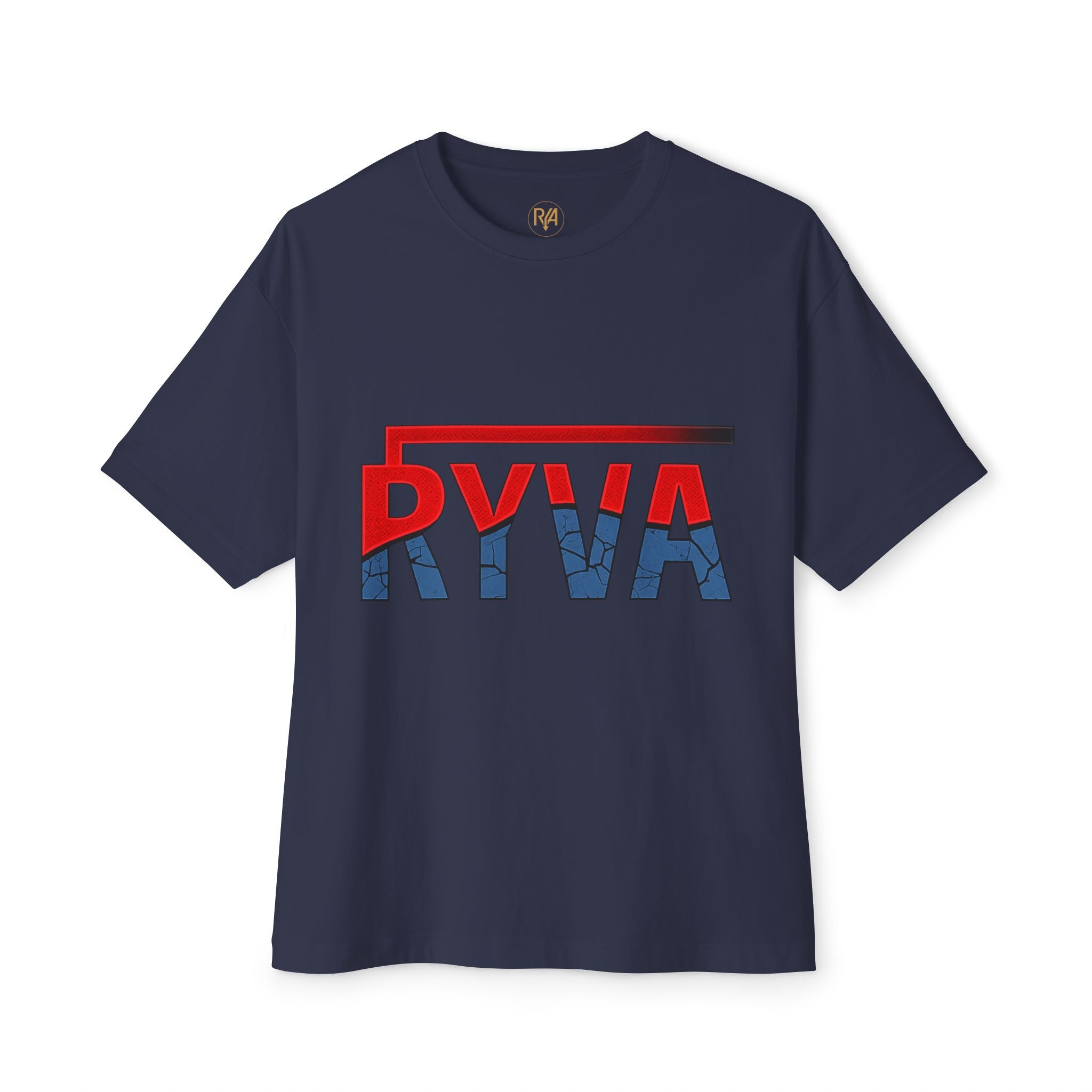 RYVA Graphic Tee — Vintage Red & Blue Logo Boxy Shirt
