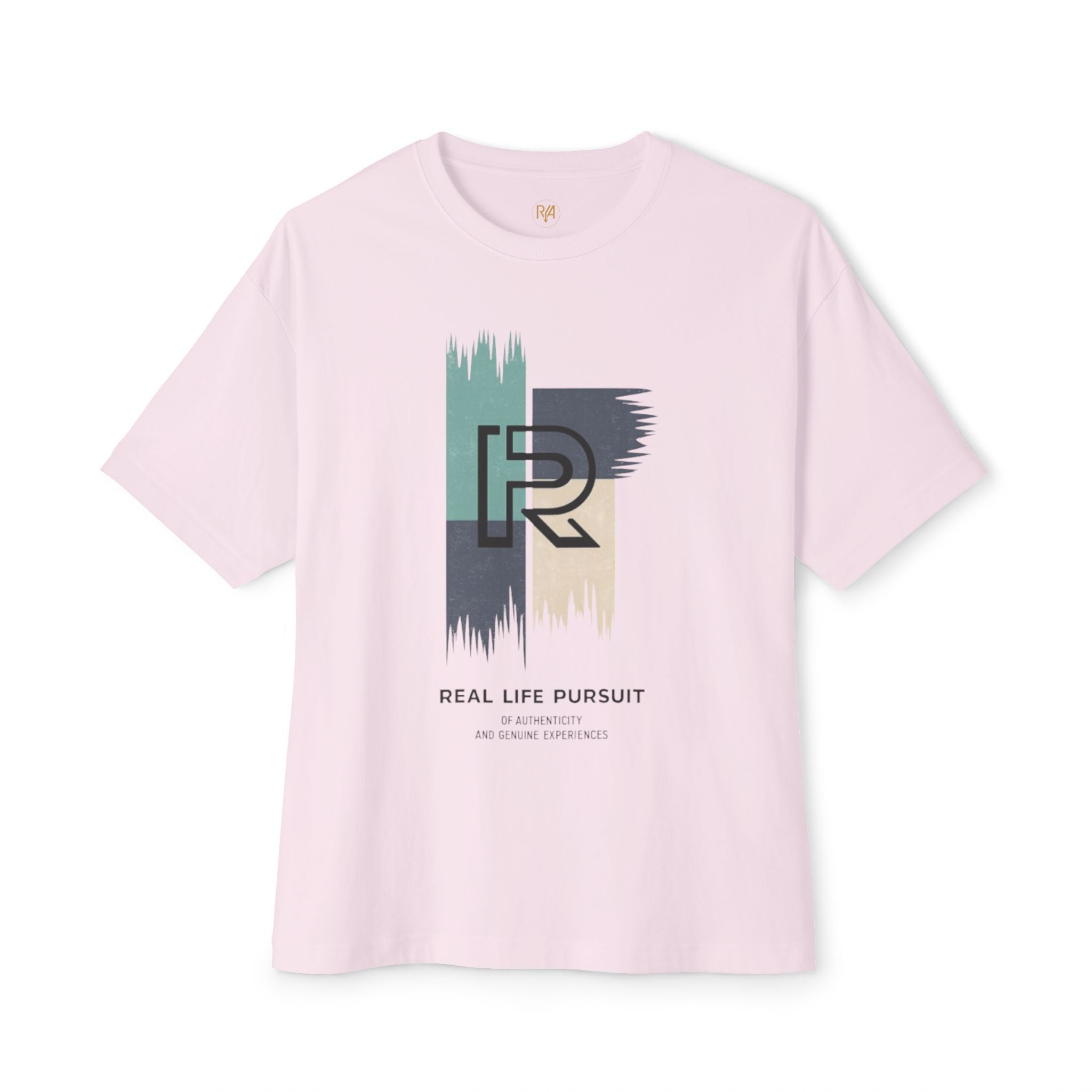 Real Life Pursuit Graphic Tee — Minimal Logo Oversized Boxy T‑Shirt