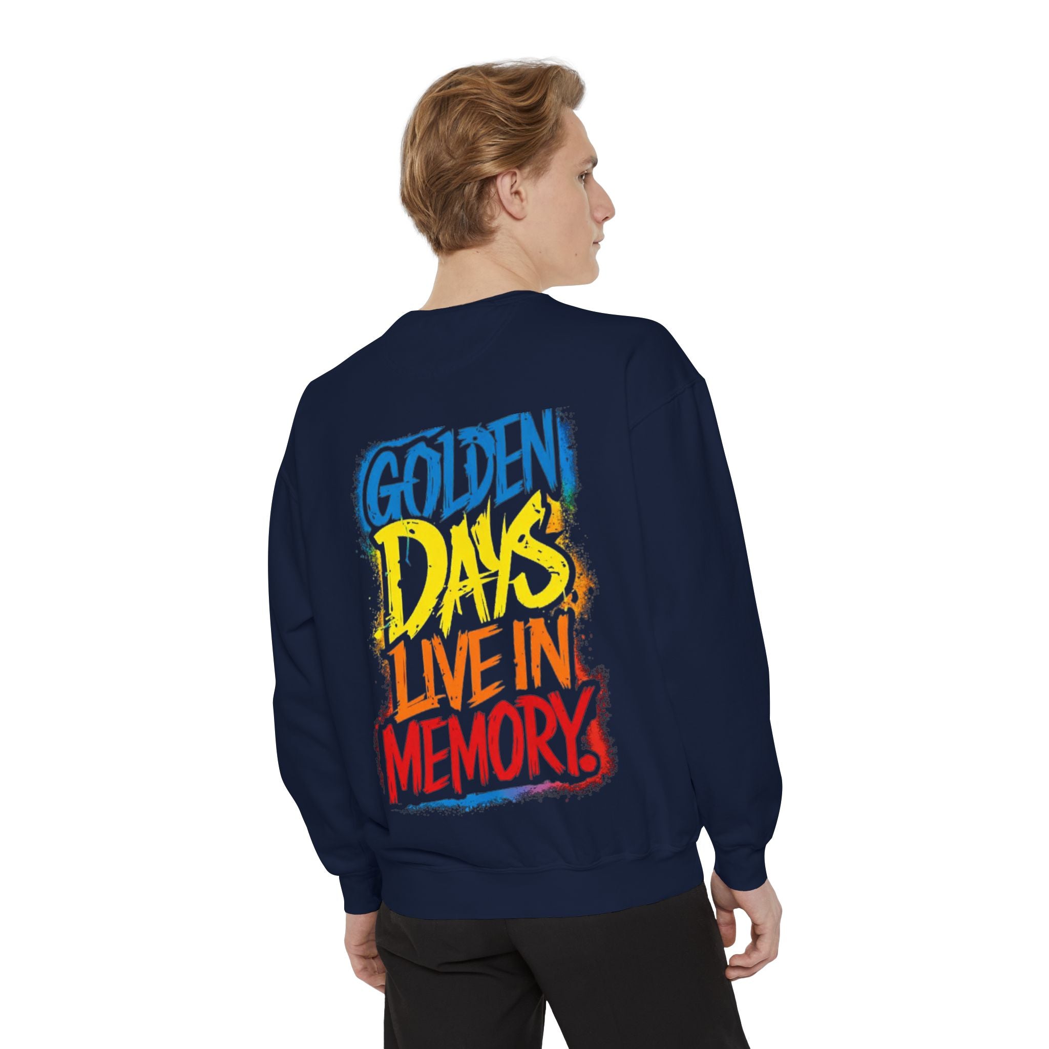 Golden Days Live In Memory Sweatshirt - Retro Brushstroke Graphic Crewneck