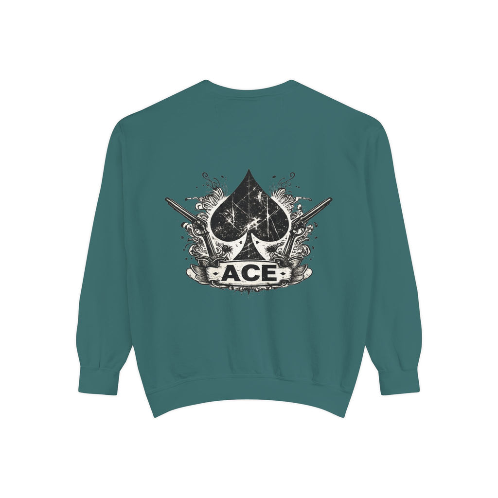 Ace Spade Sweatshirt — Distressed Playing Card Logo Crewneck