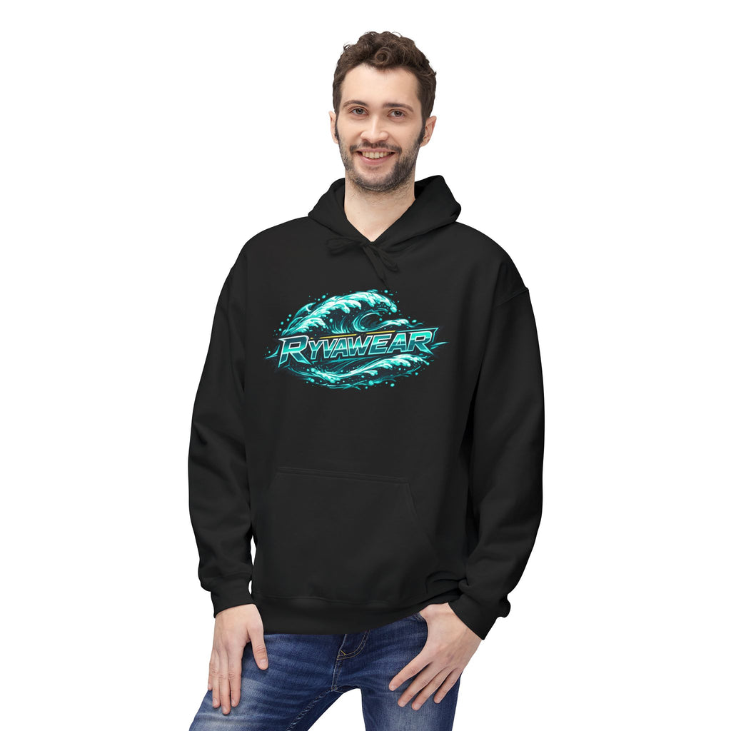 Hoodie — Retro Teal 'Rivestar' Surf Wave Logo Pullover