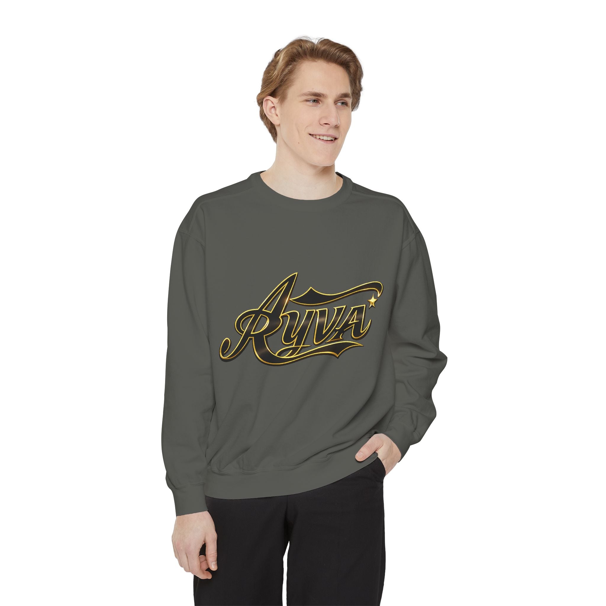 Riva Script Logo Sweatshirt — Vintage Gold Graphic Crewneck