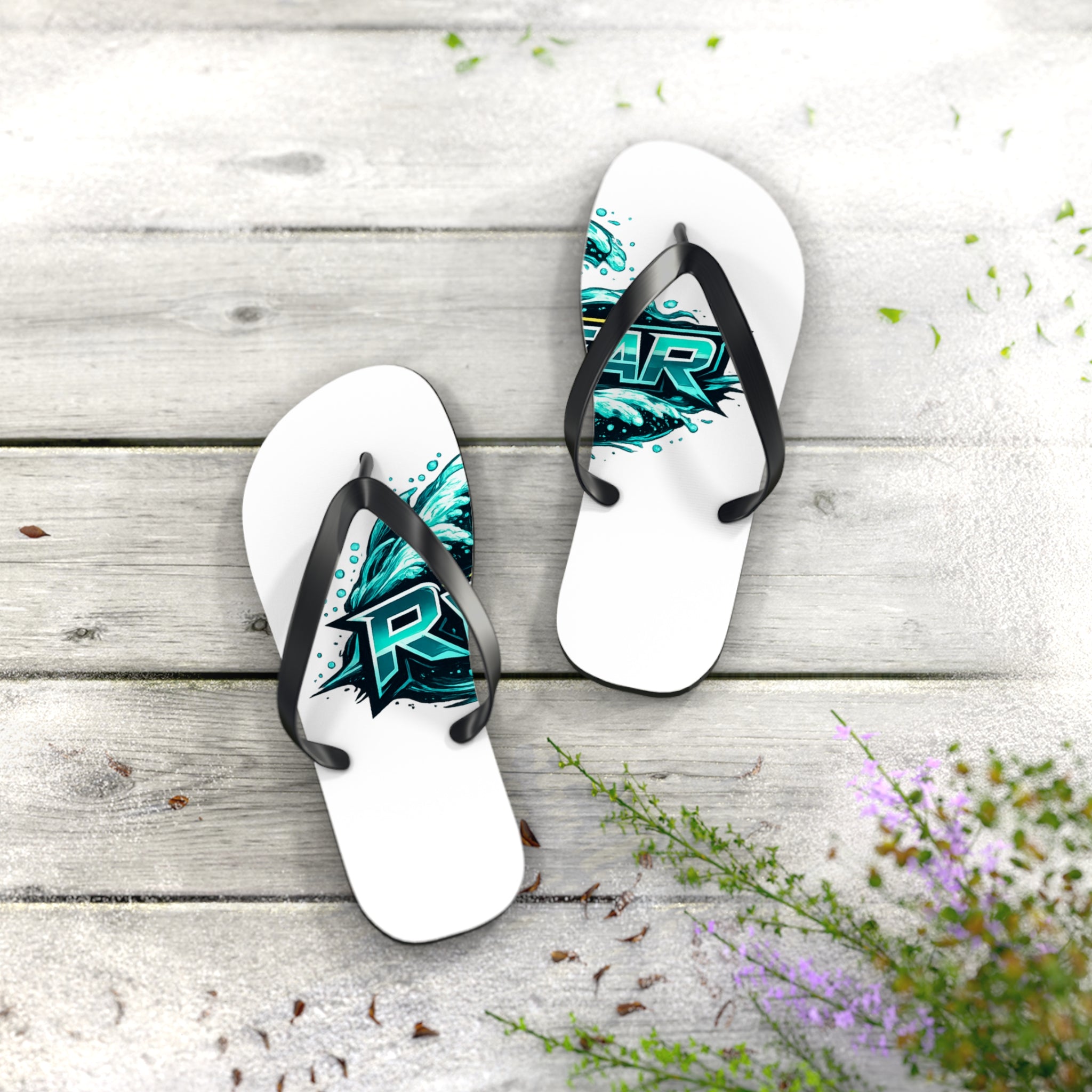 Rider Teal Splash Flip Flops — Graphic Beach Sandals