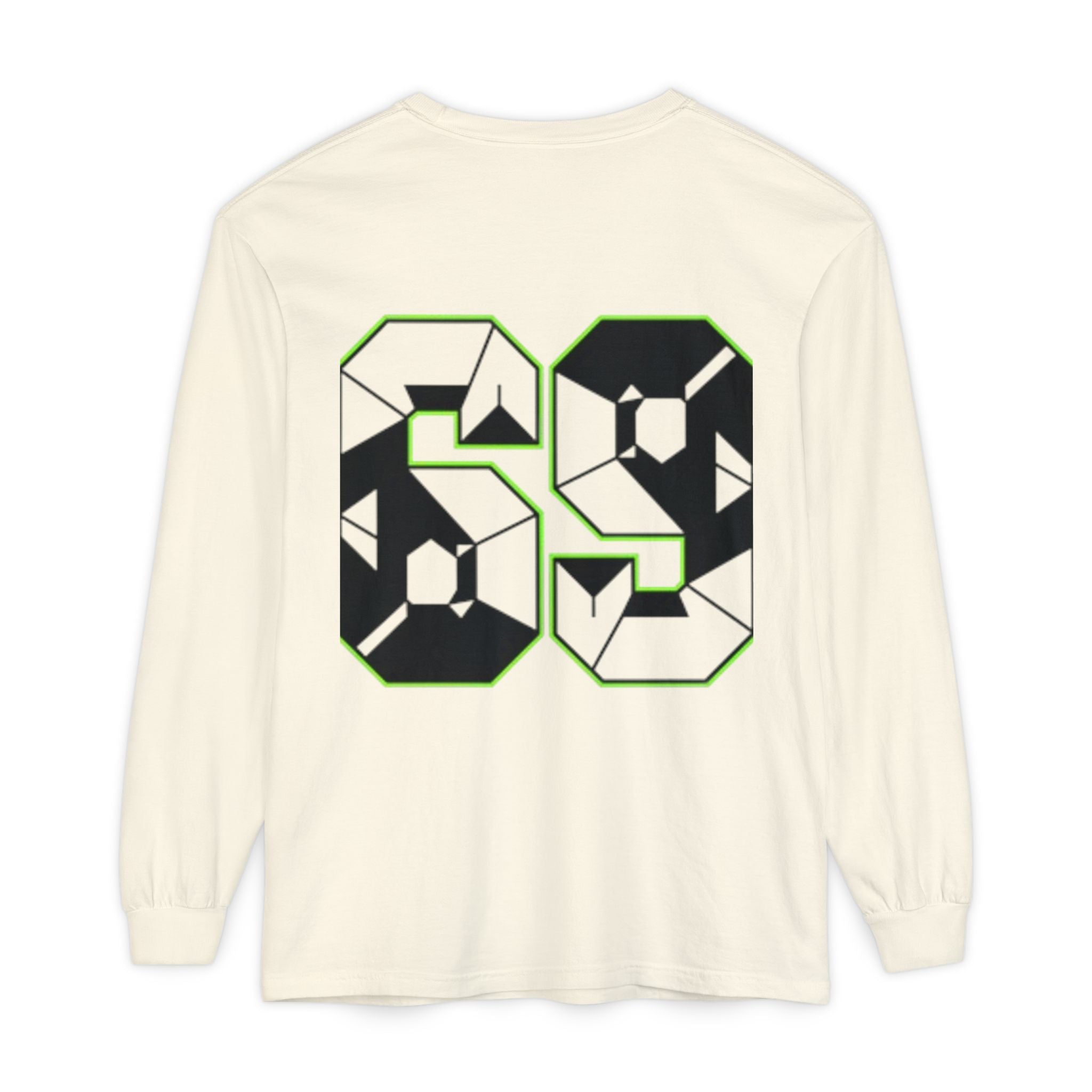 69 Graphic Long Sleeve Tee — Geometric Number Back Print