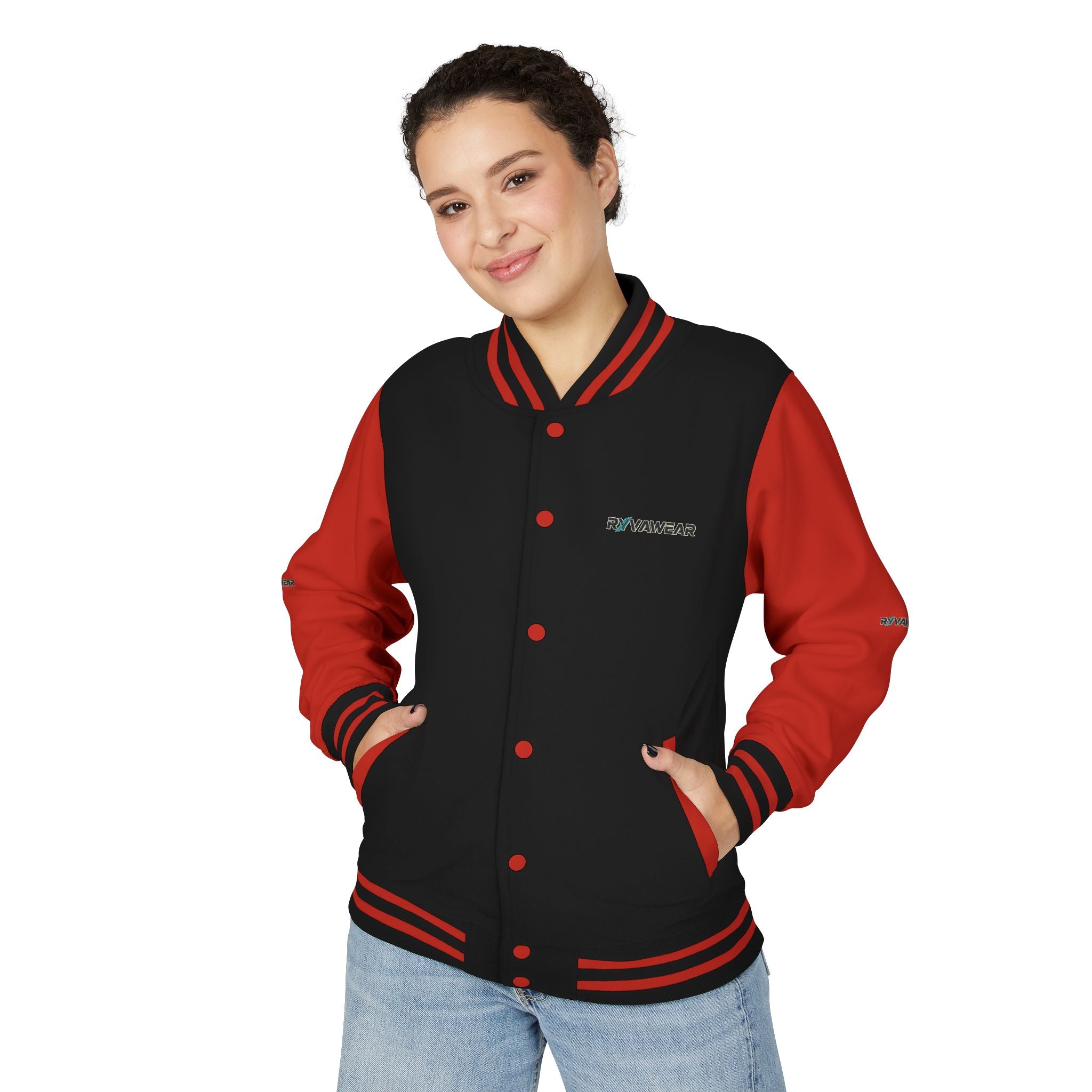 Letterman Jacket — Red & White 'RYVAWEAR' Varsity Bomber