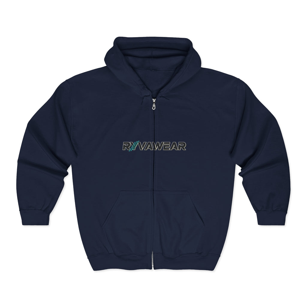 RyvaWear Logo Zip Hoodie — Black Full-Zip Hooded Sweatshirt