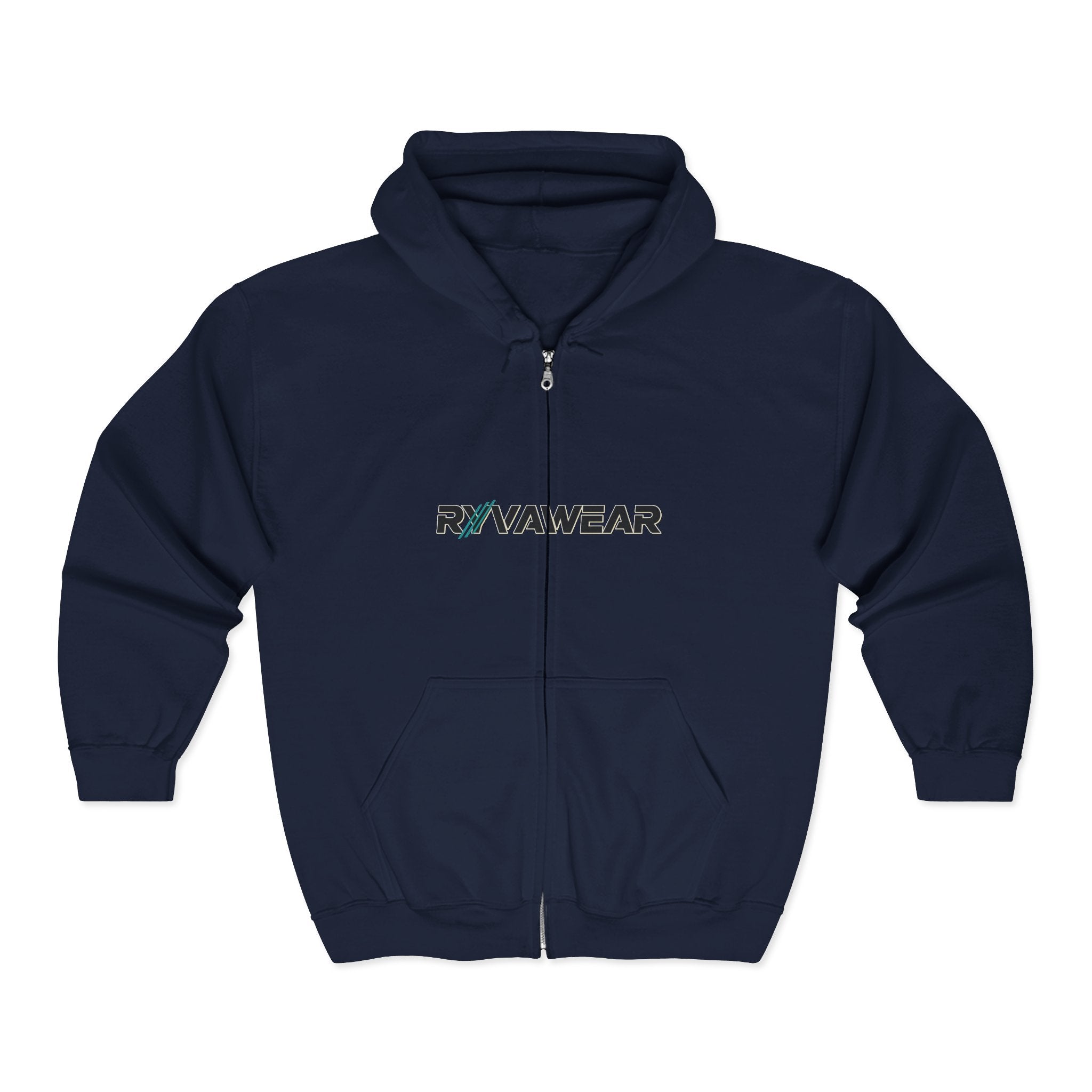 RyvaWear Logo Zip Hoodie — Black Full-Zip Hooded Sweatshirt