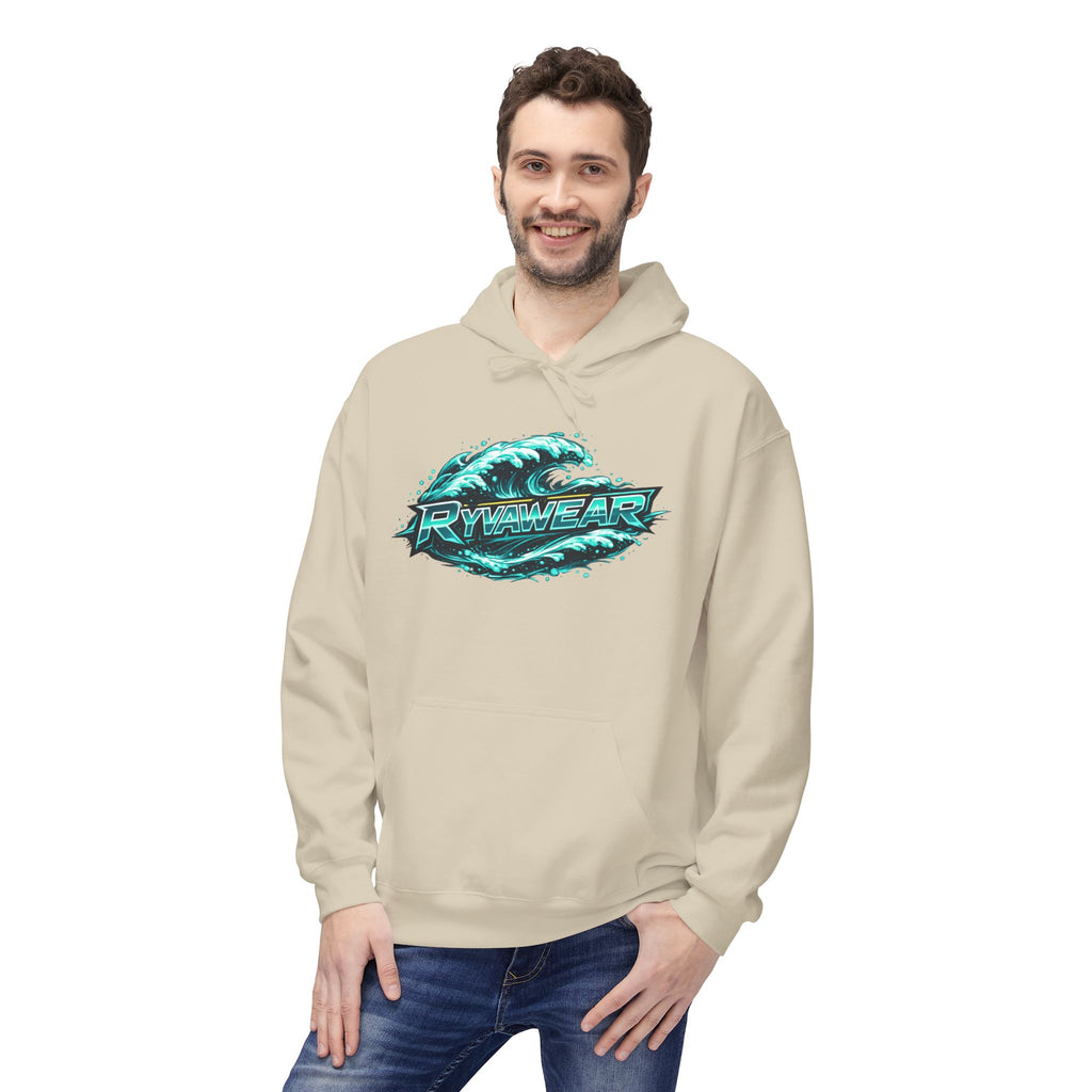 Hoodie — Retro Teal 'Rivestar' Surf Wave Logo Pullover