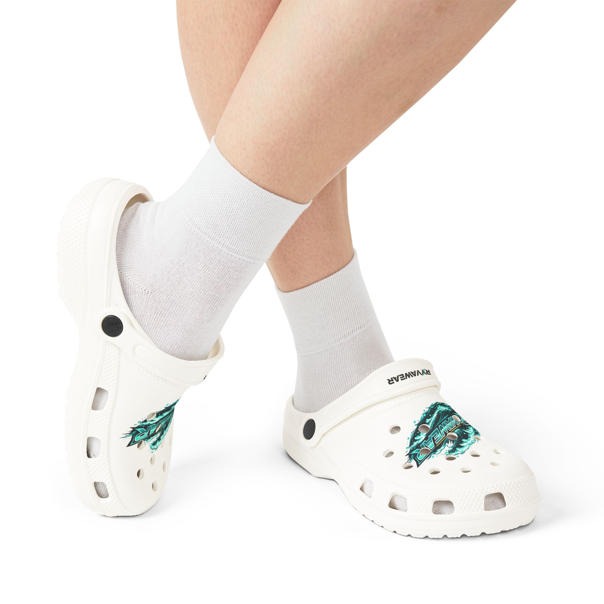 Tropical Reef EVA Foam Clogs — Teal Ocean Graphic Slip-On Shoes