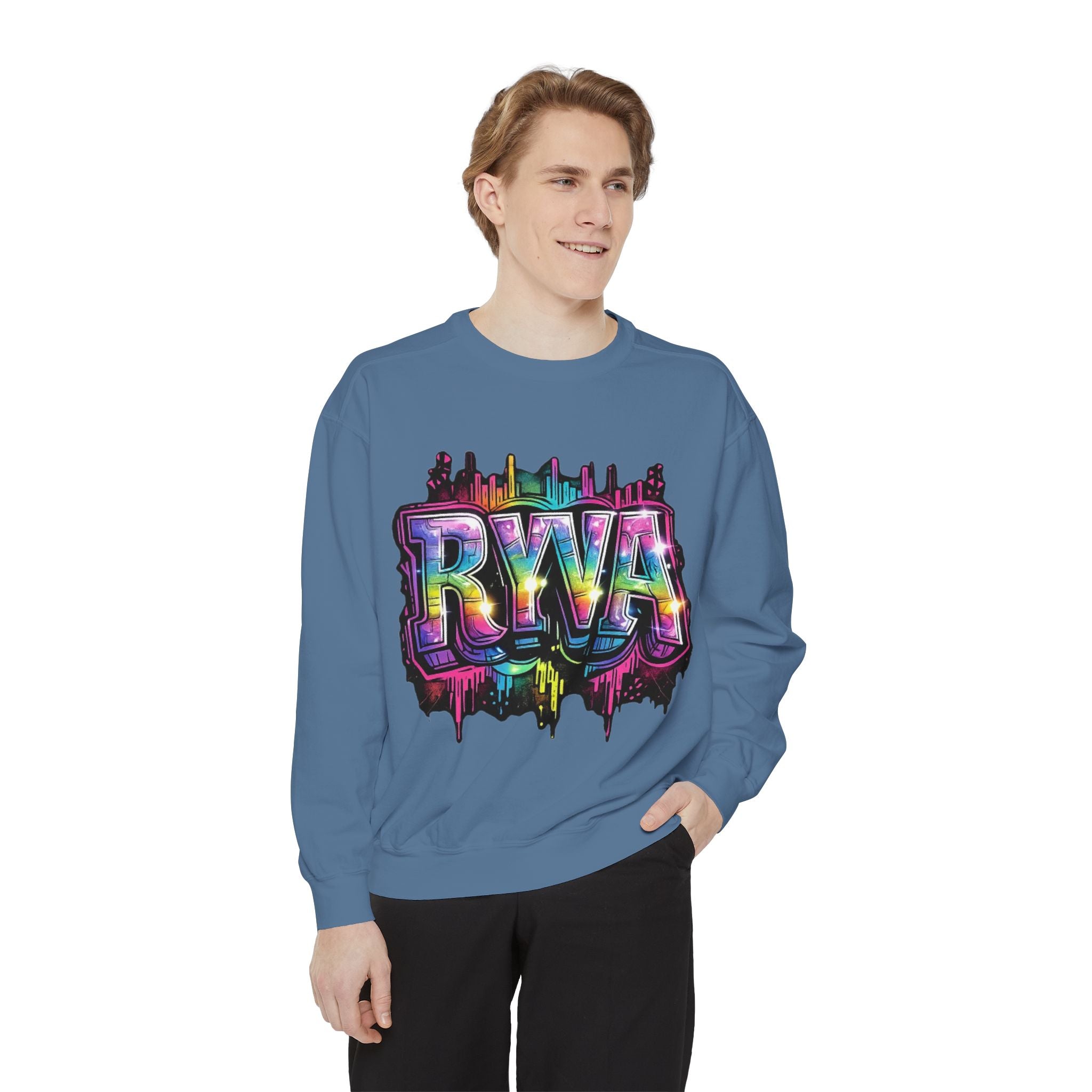 RVA Rainbow Graffiti Sweatshirt — Vibrant Richmond City Pullover