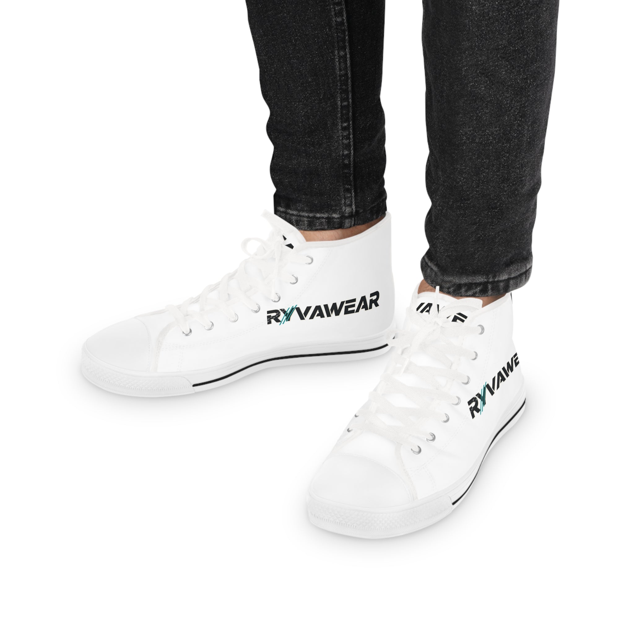 High Top Sneakers — Minimal White Canvas with 'RYWAWEAR' Side Logo