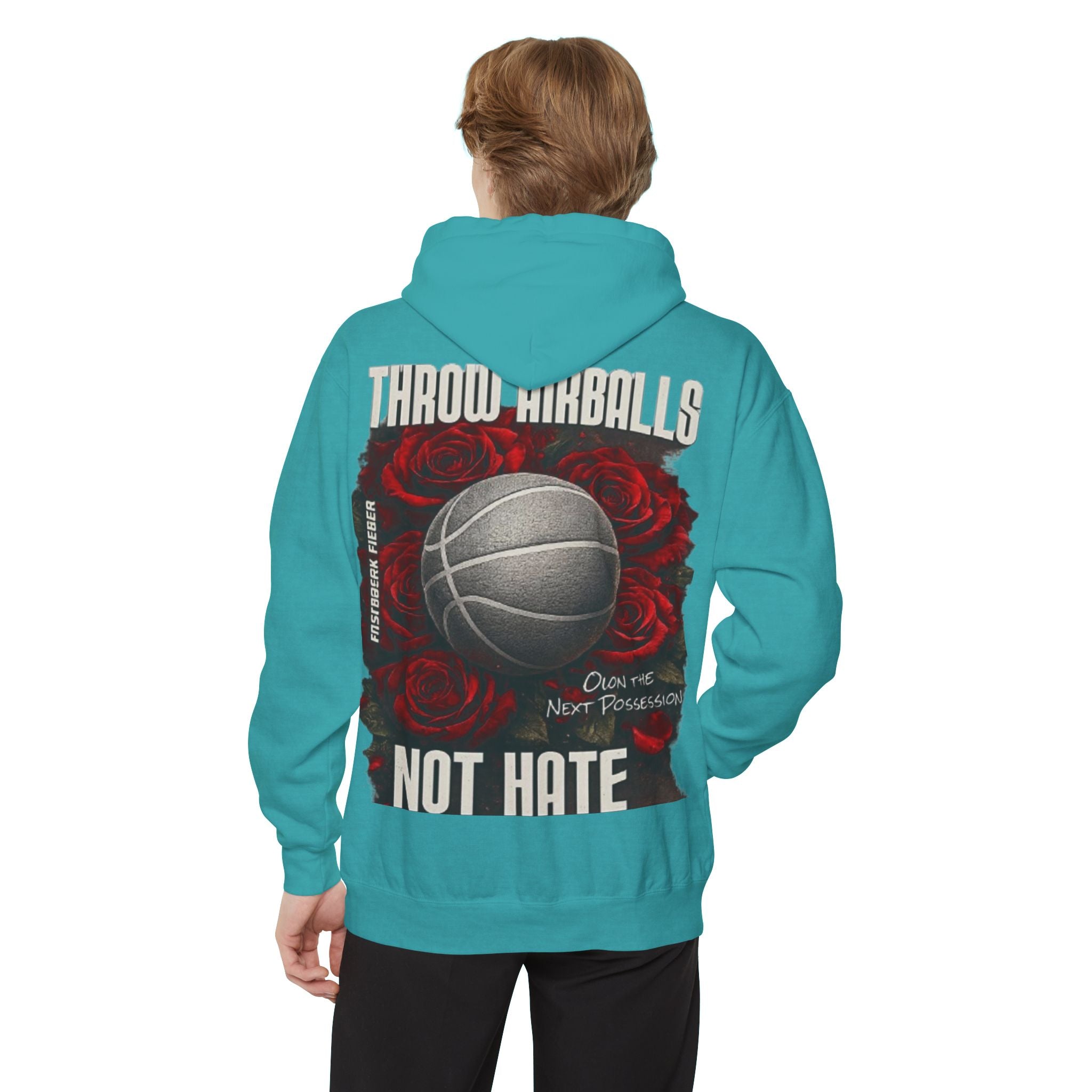 Hustle & Heart Hoodie — 'Throw Airballs Not Hate' Basketball Graphic Hoodie