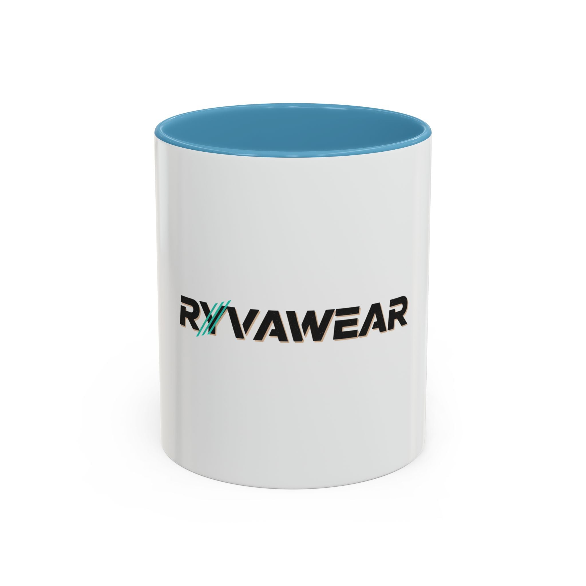 RyvaWear Logo Accent Coffee Mug — Black-Trim Ceramic Coffee Cup (11/15oz)