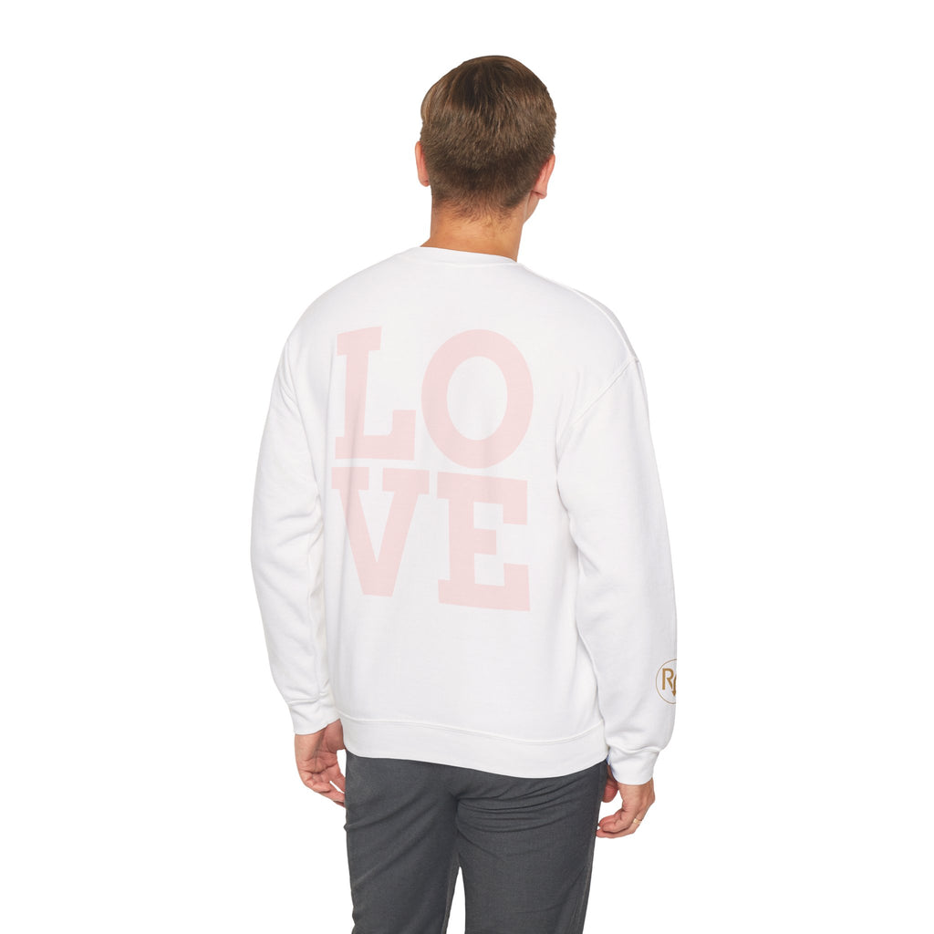 Crewneck Sweatshirt - Pink 'LOVE' Back Print with Minimal Logo