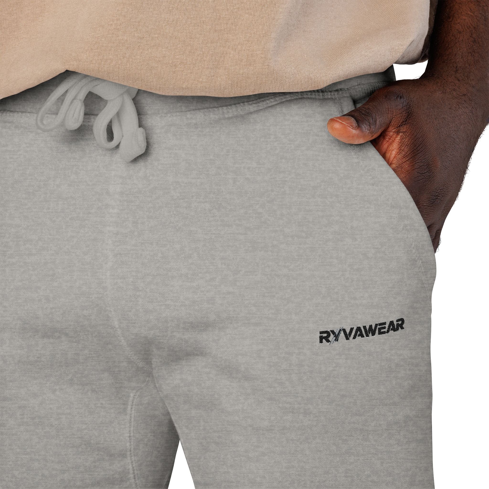 Embroidered Cozy Fleece Sweatpants — Coral Joggers with Pocket Patch